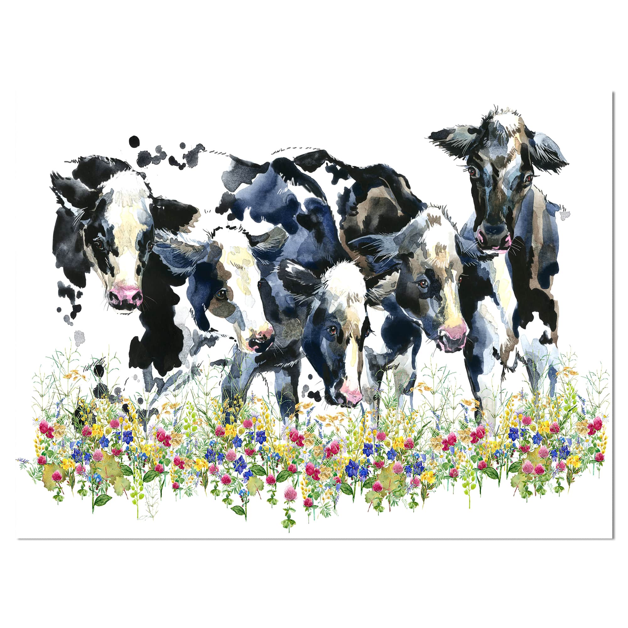 Designart - Dairy cow on field - Farmhouse Animal Painting Print on Wrapped Canvas