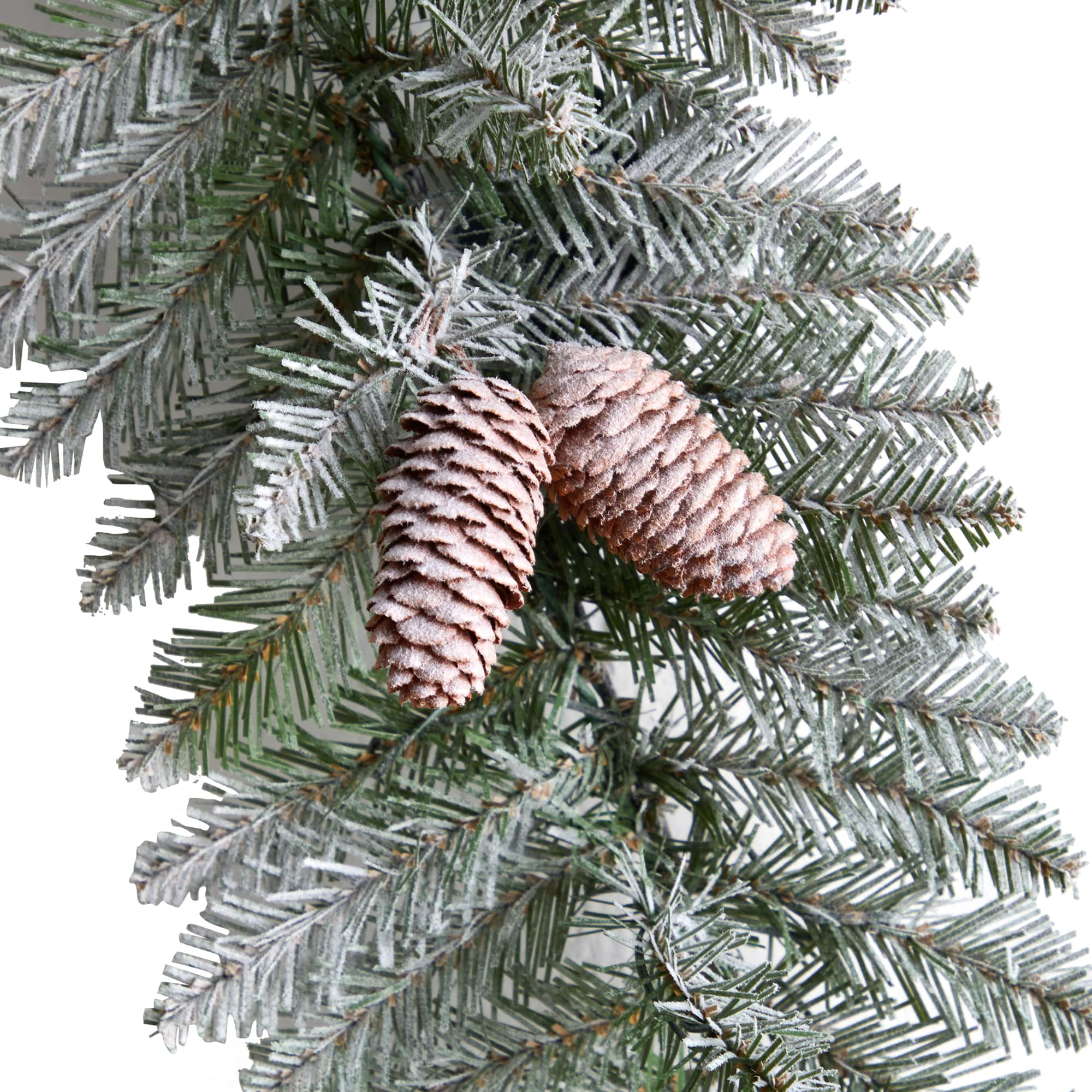 3ft. White LED Lights Geometric Diamond Christmas Frosted Wreath With Pinecones