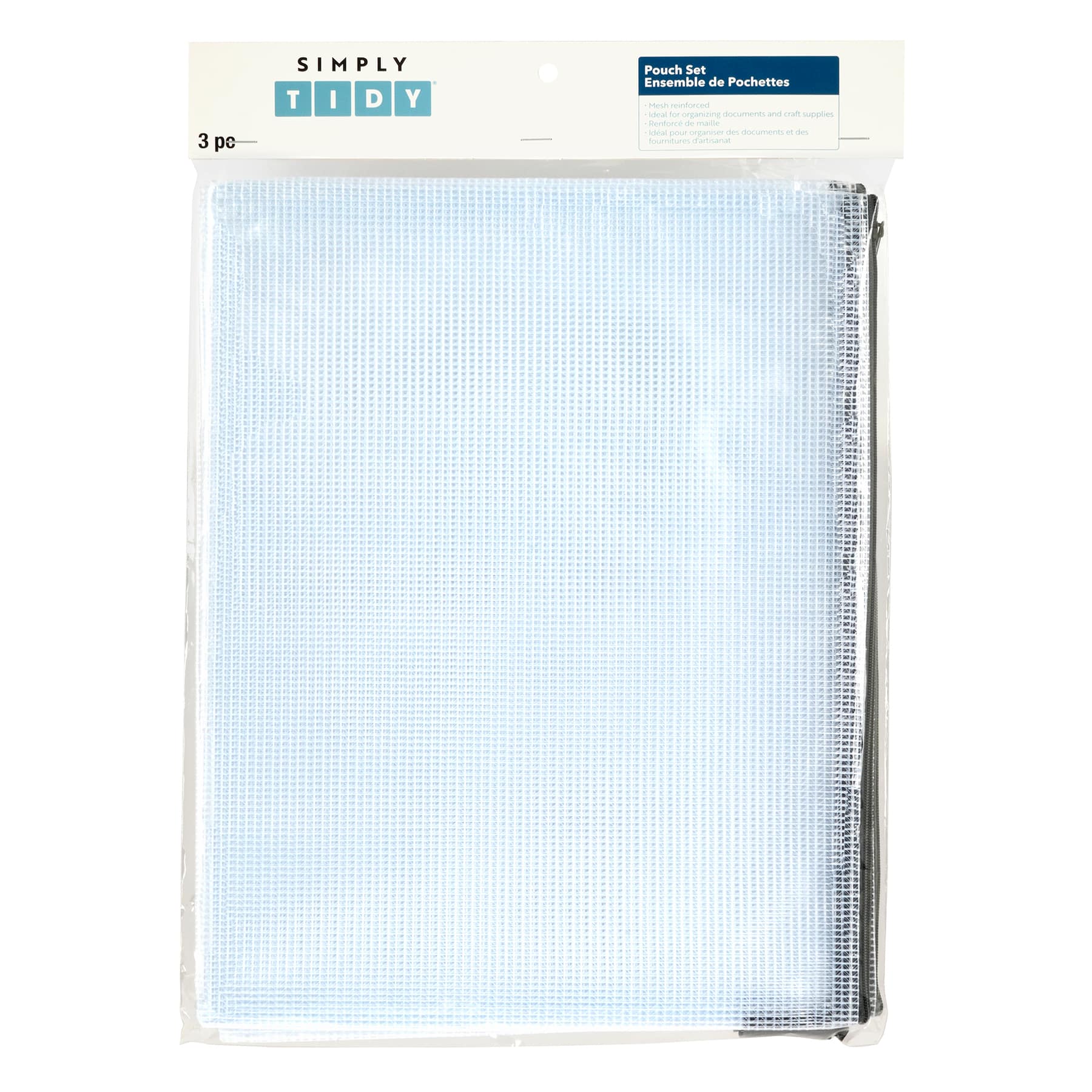14" Gray Mesh Zipper Pouches by Simply Tidy®, 3ct.