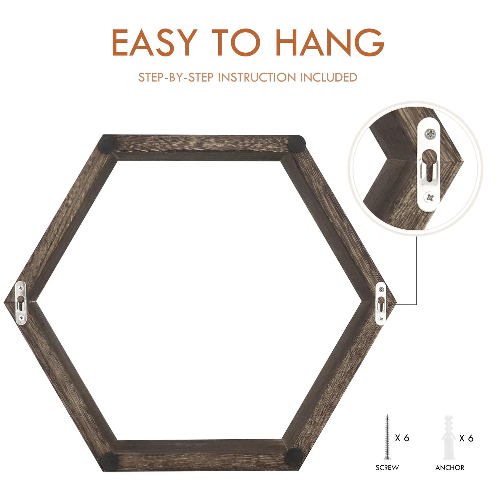 Rustic Dark Brown Floating Shelf Set