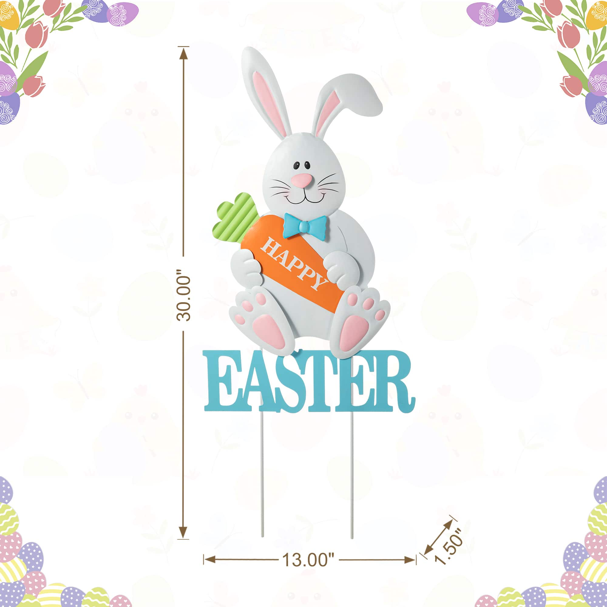 Glitzhome&#xAE; 30&#x22; Easter Metal Bunny Yard Stake