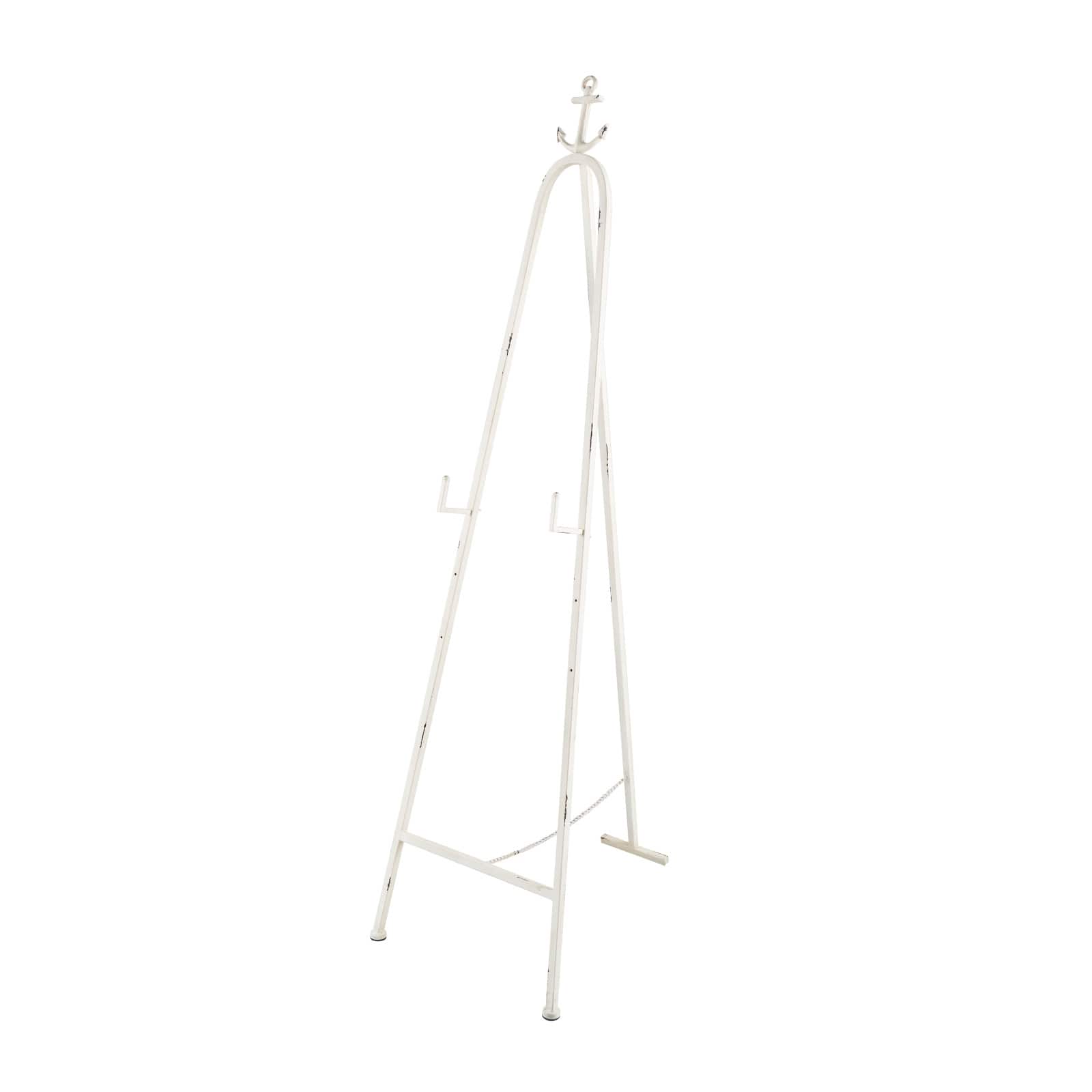 65&#x22; White Metal Anchor Tall Adjustable 3-Tier Easel