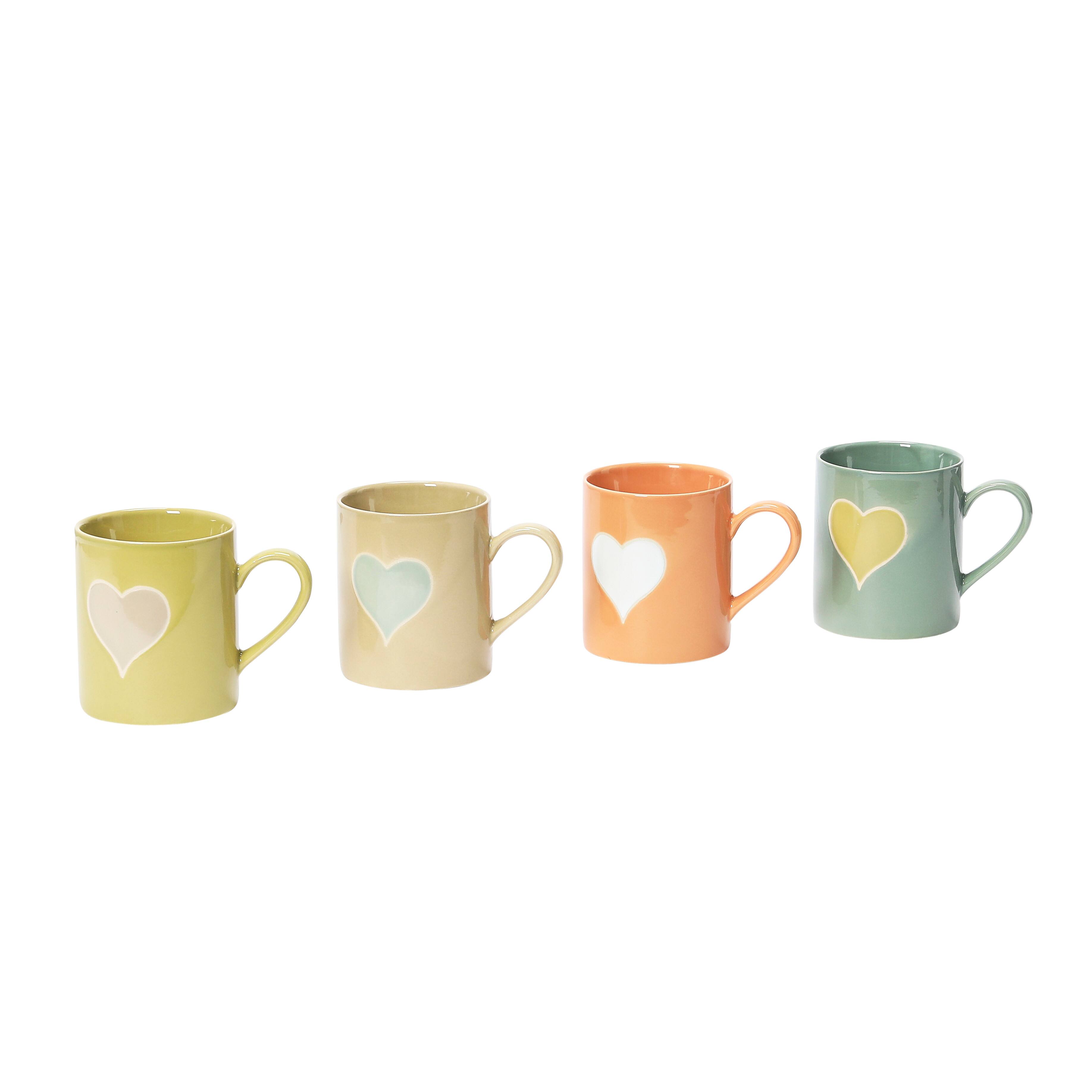 Hello Honey® 14oz. Handmade Stoneware Mug Set with Wax Relief Heart