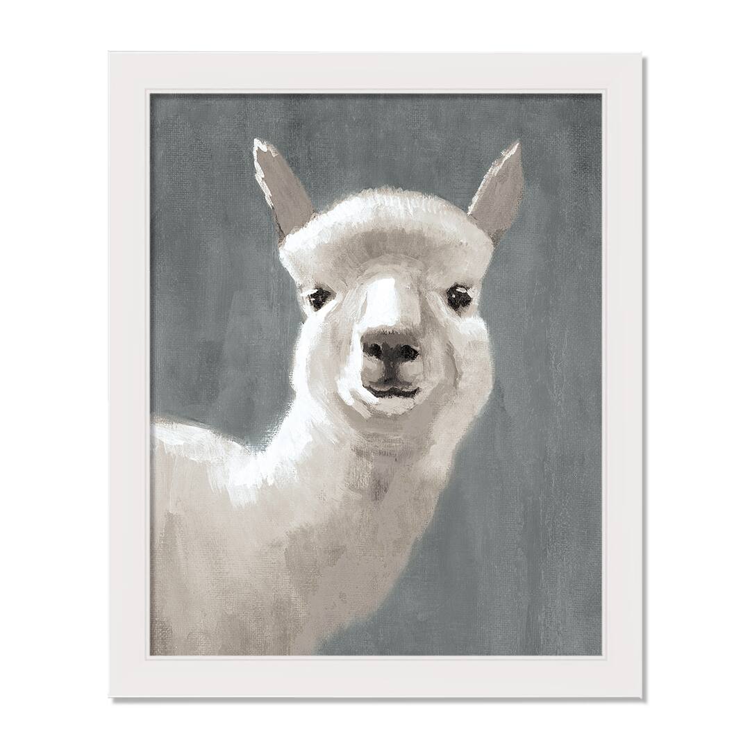Painty Llama White Framed Print Under Plexiglass