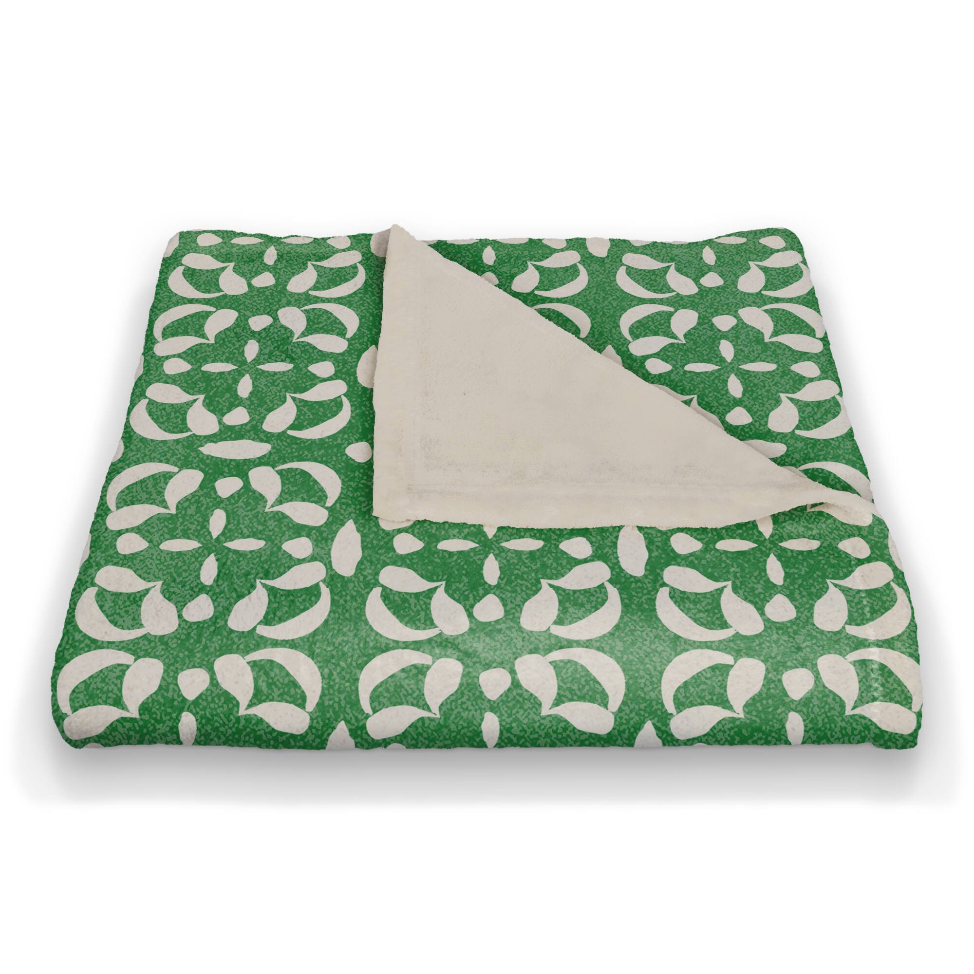 Green & White Pattern Coral Fleece Blanket
