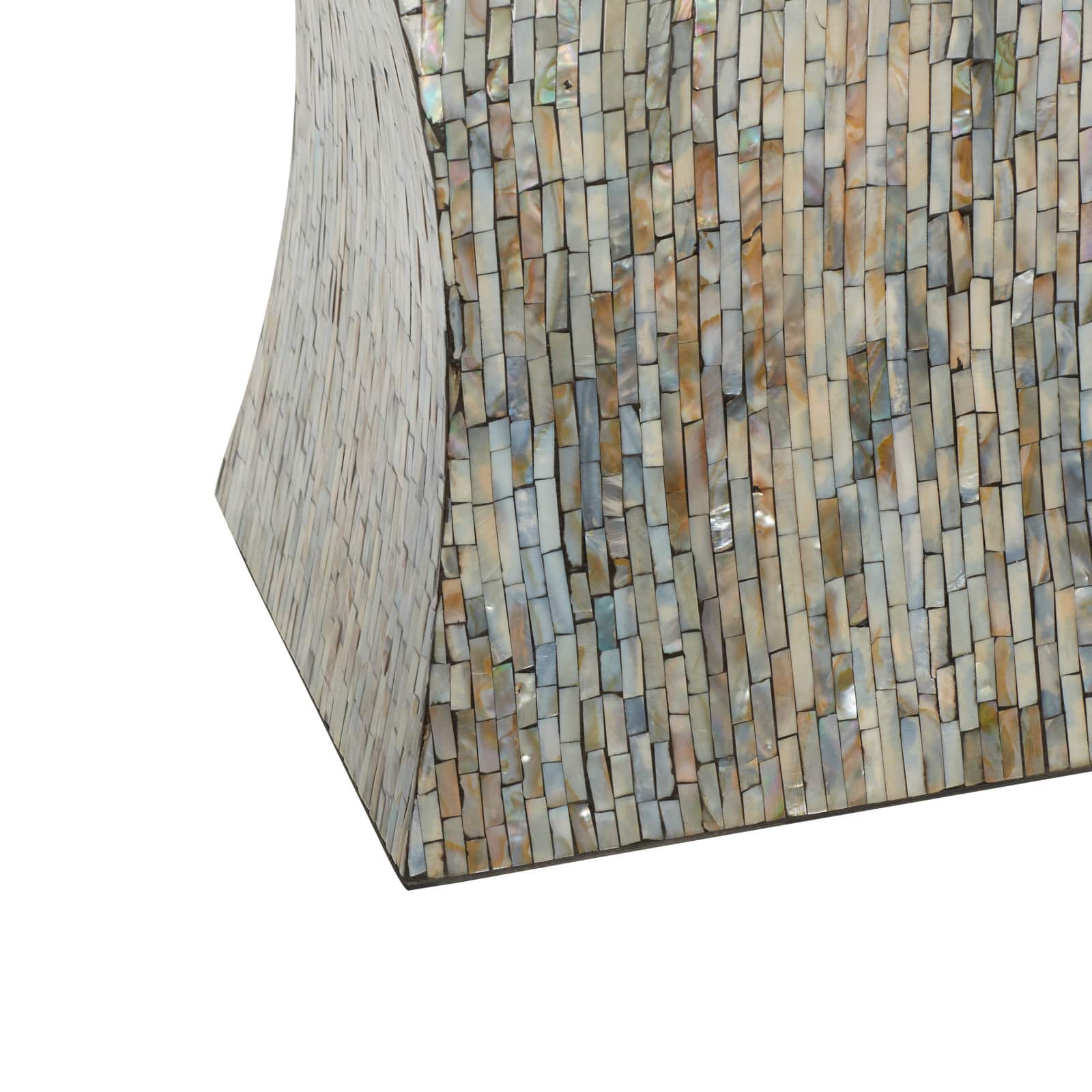 19'' Mussel Shells and Wood Contemporary Accent Table