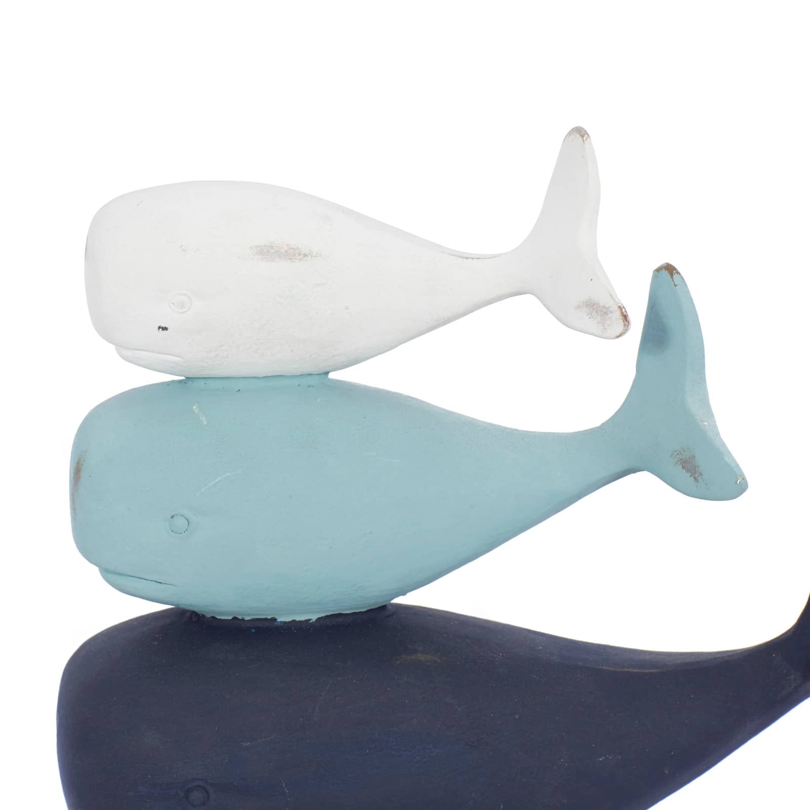 8&#x22; Blue &#x26; White Coastal Whales Sculpture
