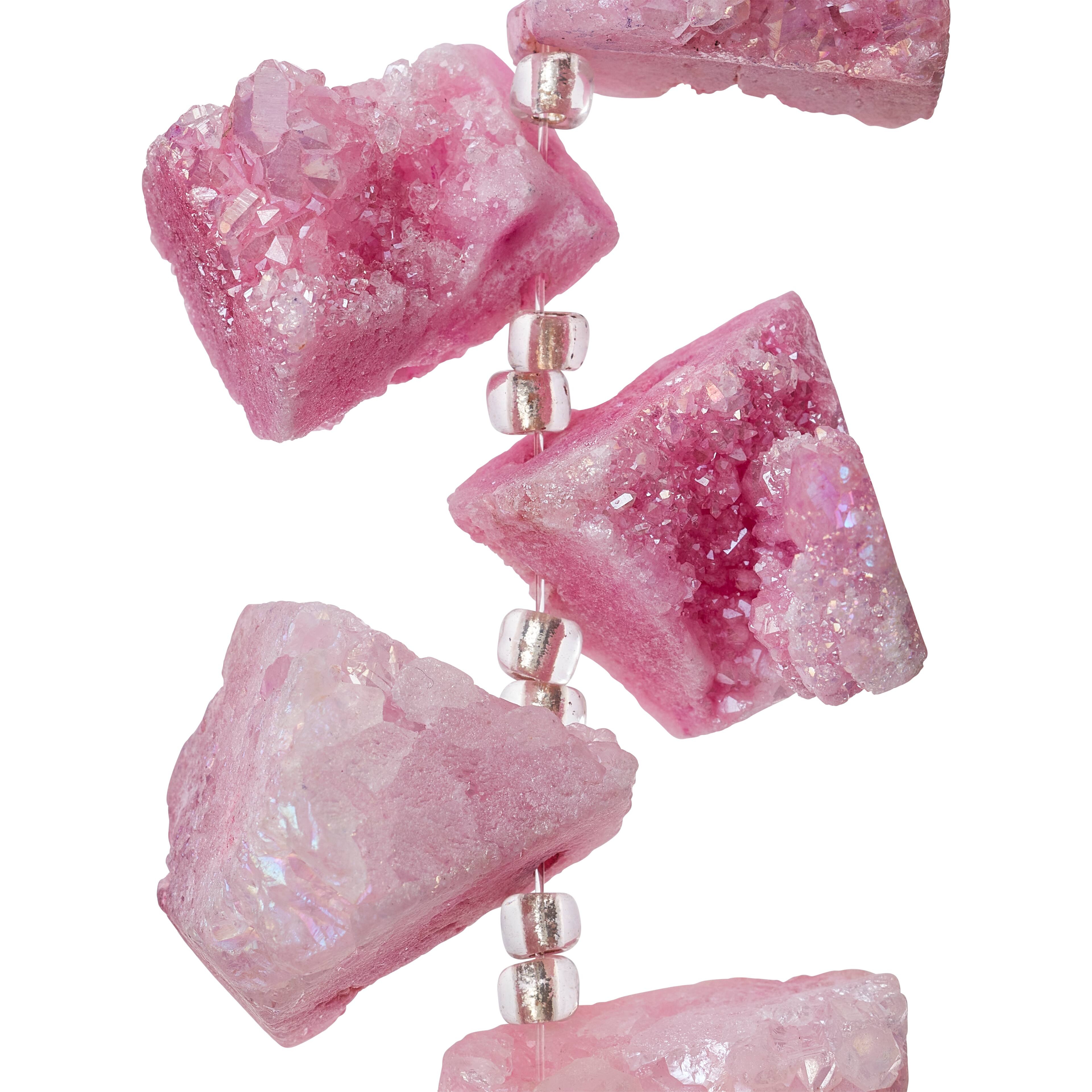 12 Pack: Pink Dyed Druzy Agate Nugget Beads by Bead Landing™