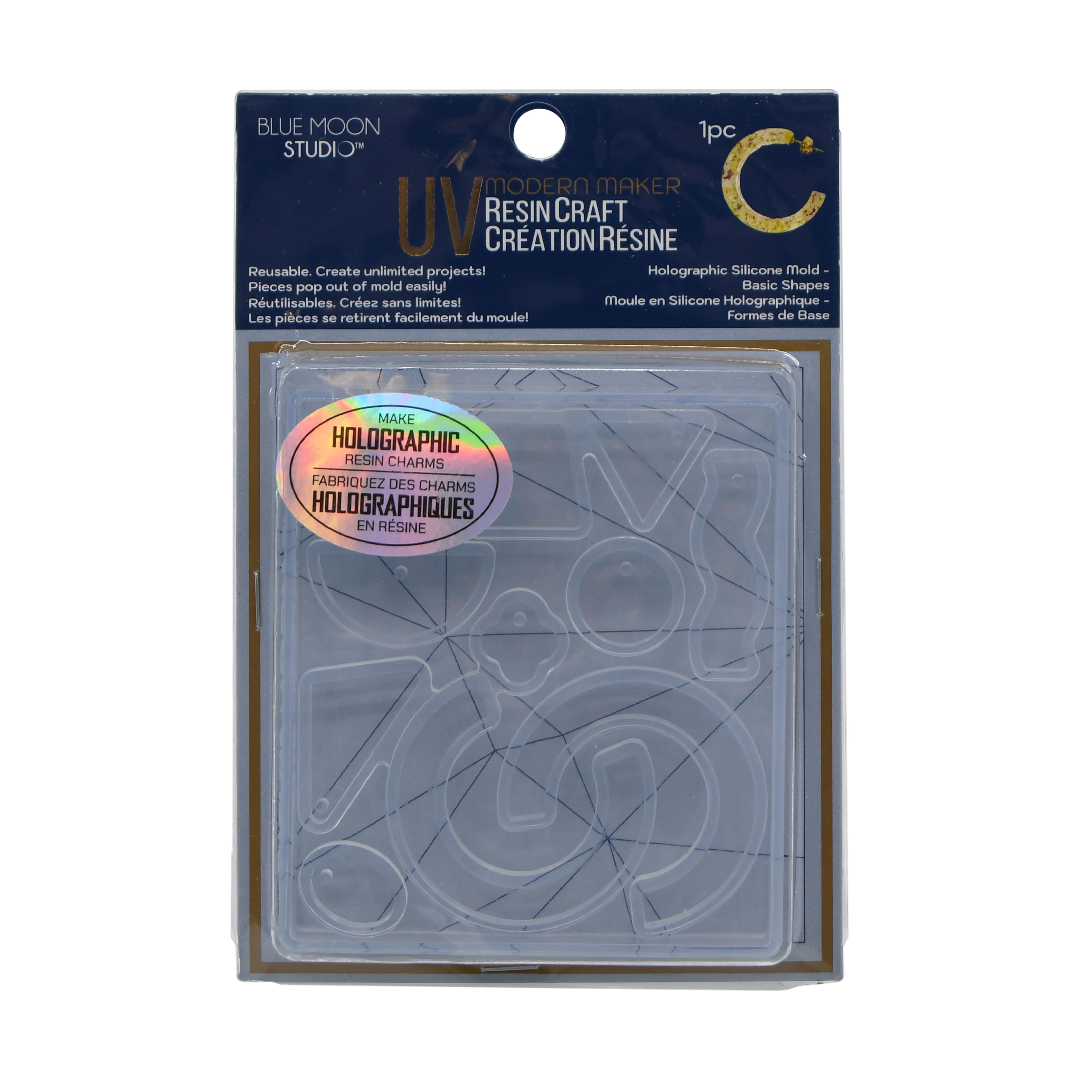 Blue Moon Studio&#x2122; UV Resin Craft Holographic Basic Shapes Silicone Mold