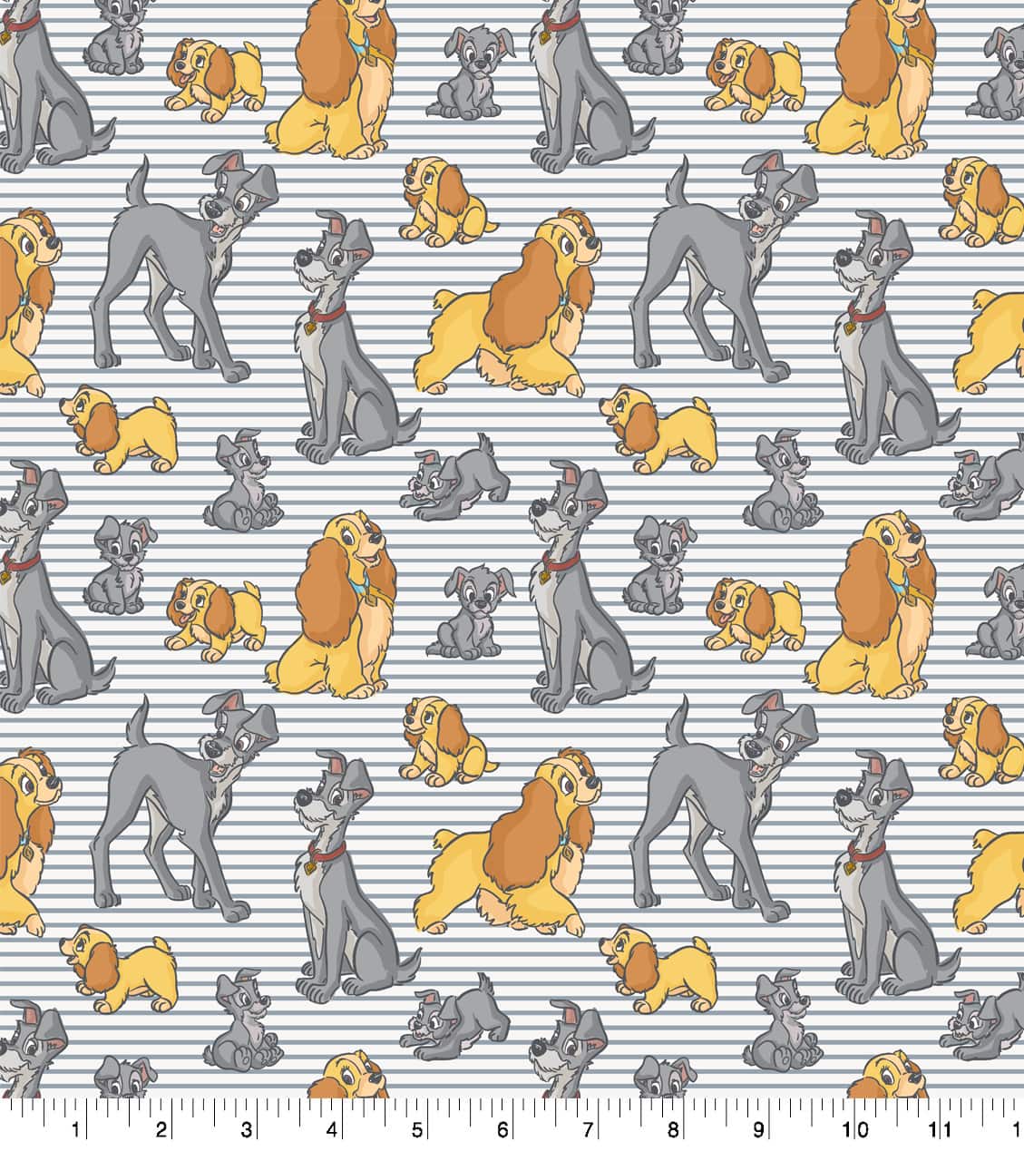 Disney Lady and The Tramp Love Over Time Packed Cotton Fabric