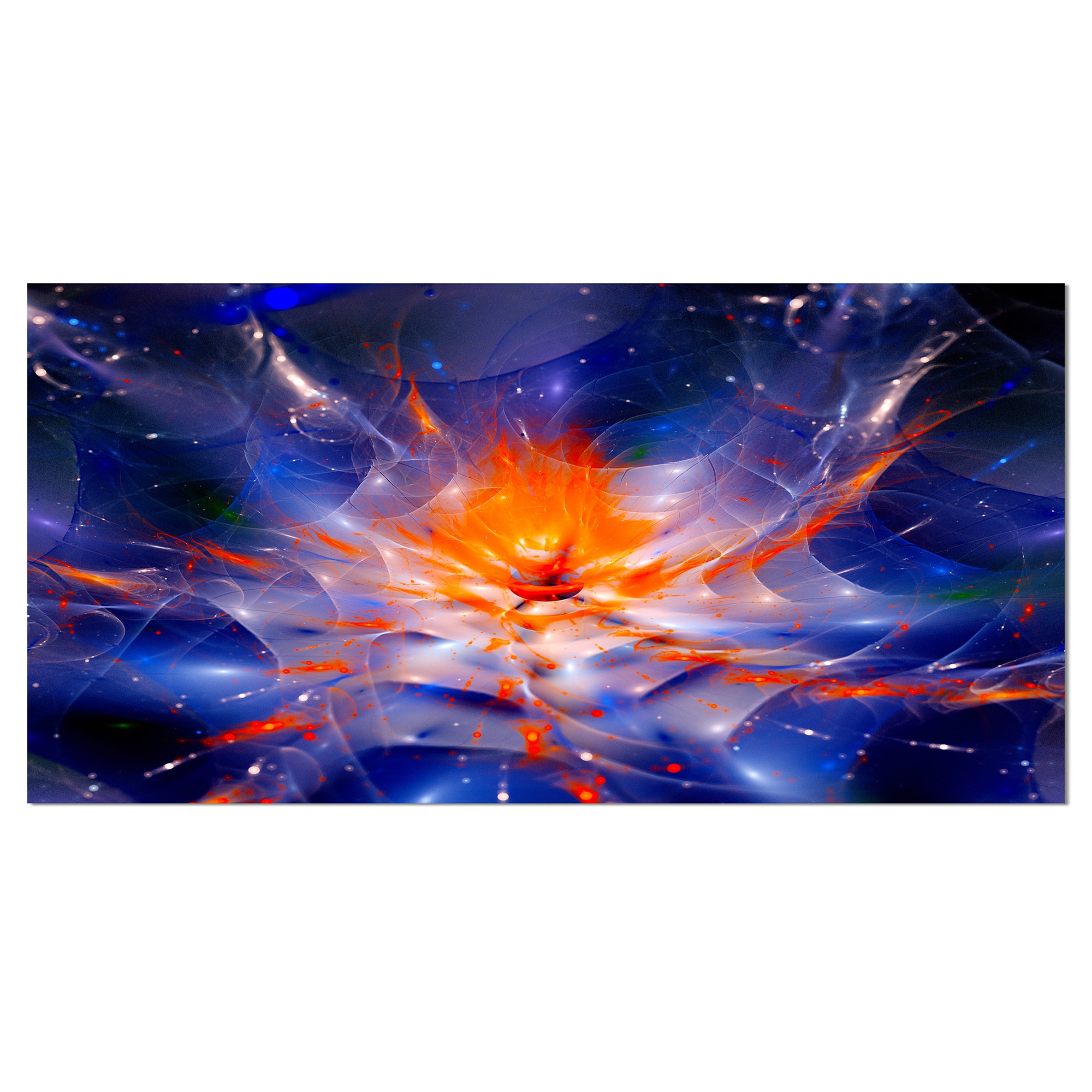 Designart - Colorful Glowing Space Flower Fractal - Extra Large Floral Wall Art