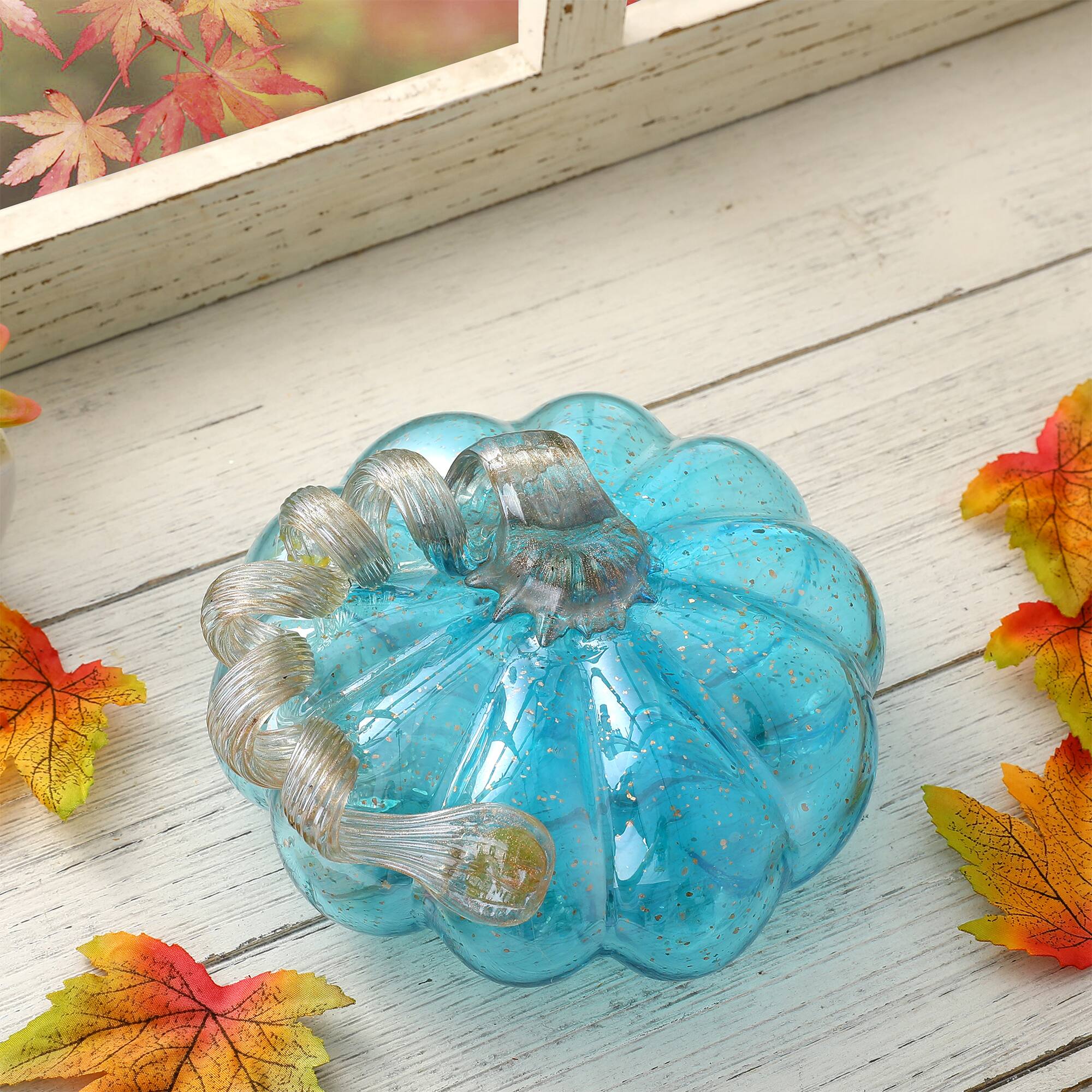 Glitzhome® Short Glass Pumpkin, Blue