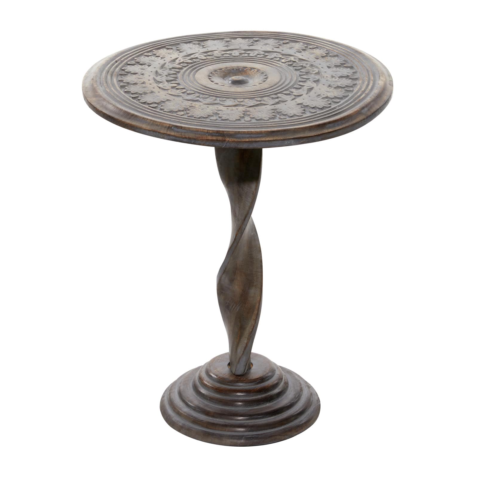 18&#x22; Brown Traditional Mango Wood Accent Table