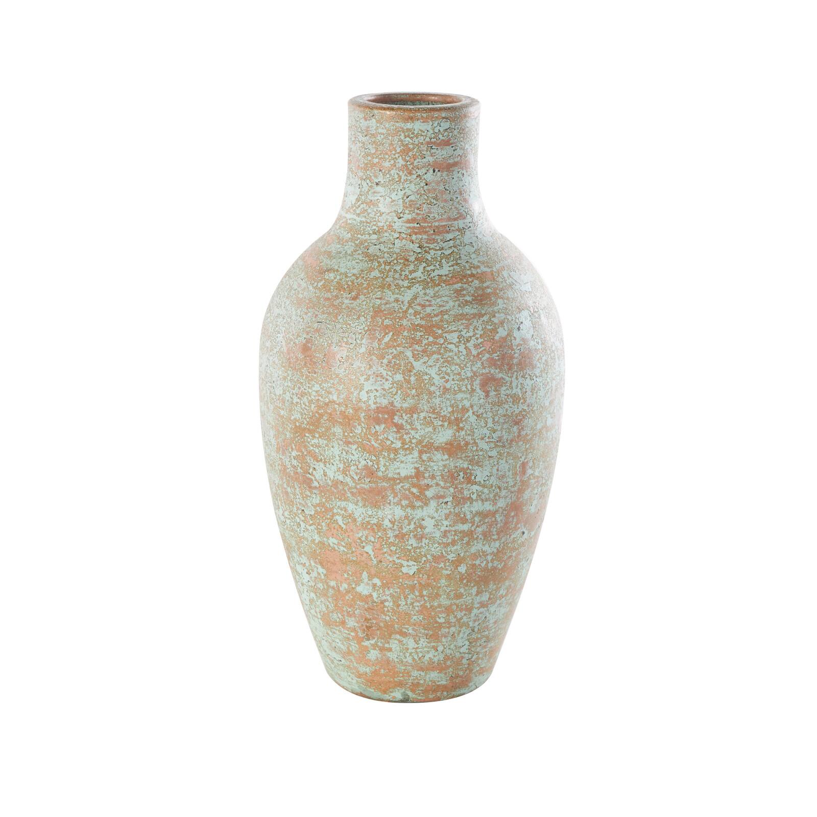 Brown Ceramic Antique Style Textured Patina Vase