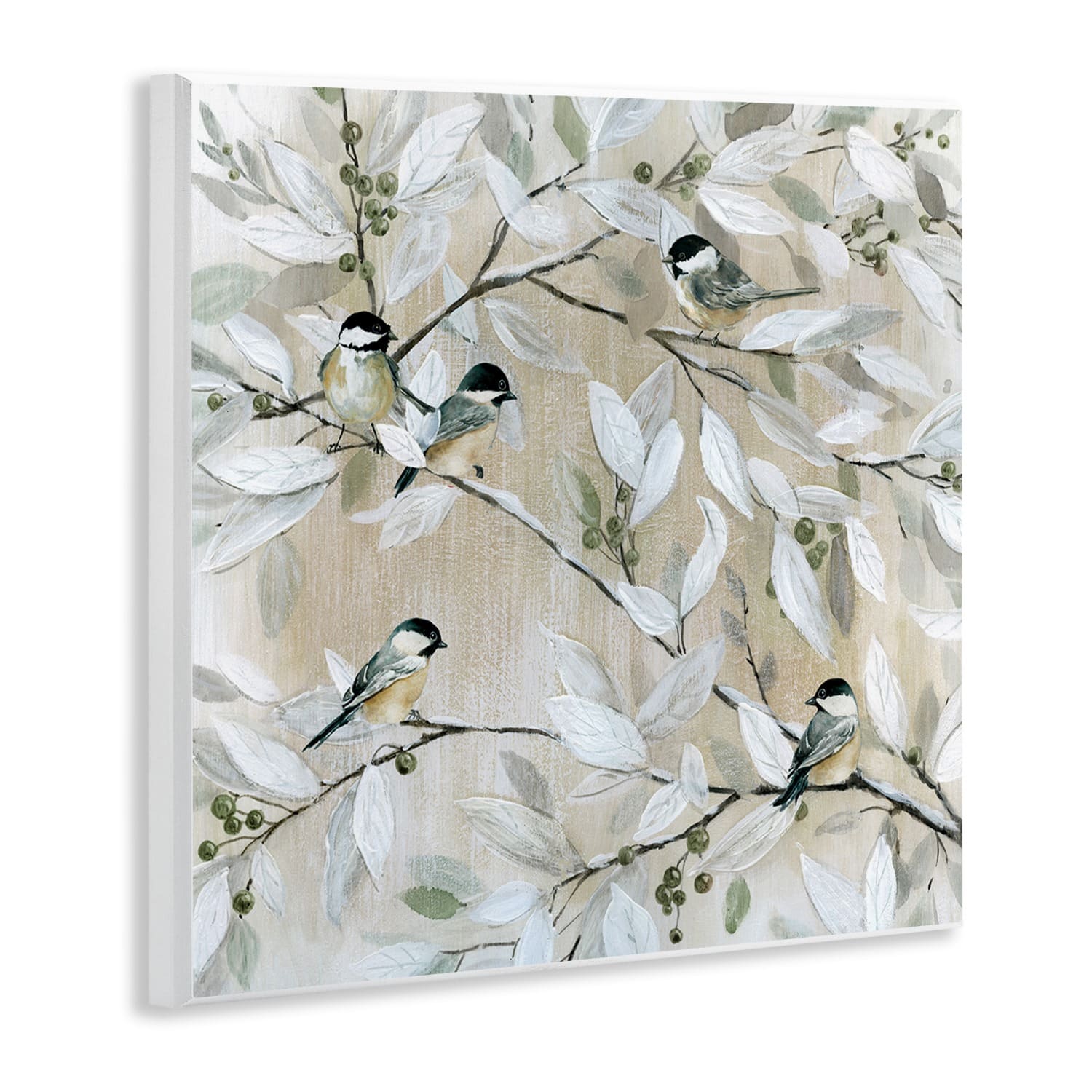 Stupell Industries Chickadee Birds on Branches Wall Plaque Art