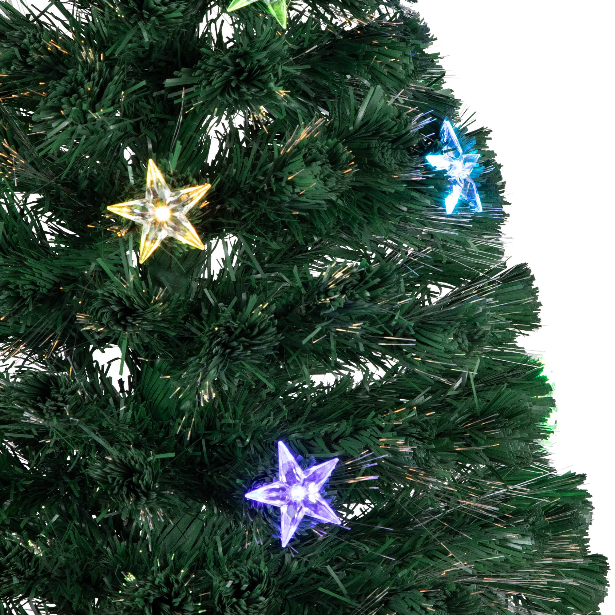 3ft. Pre-Lit Fiber Optic Artificial Christmas Tree with Stars