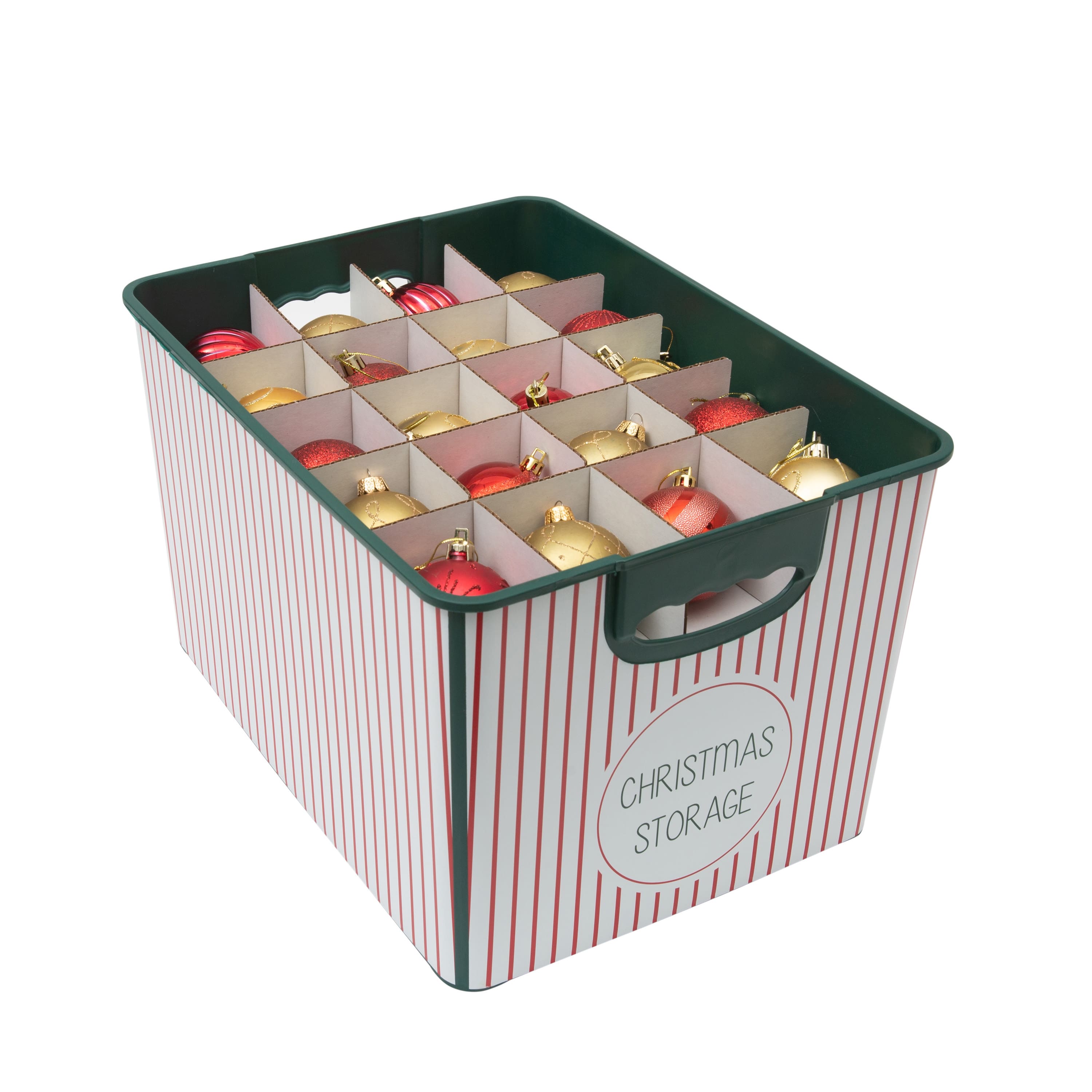 Simplify Christmas Stripe Design Green Ornament Storage Tote Bin