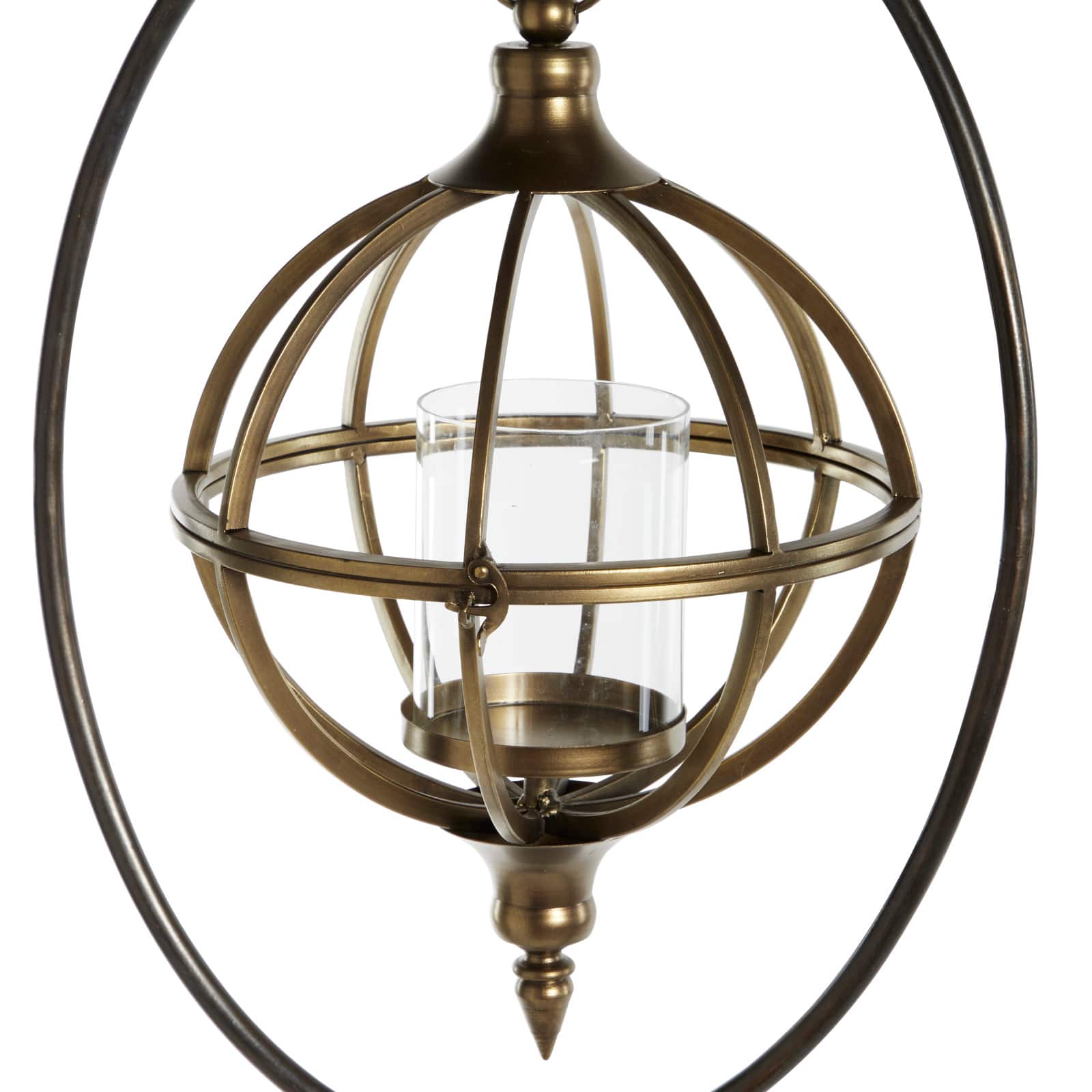 Bronze Iron Modern Candle Holder Lantern, 66" x 16" x 11"