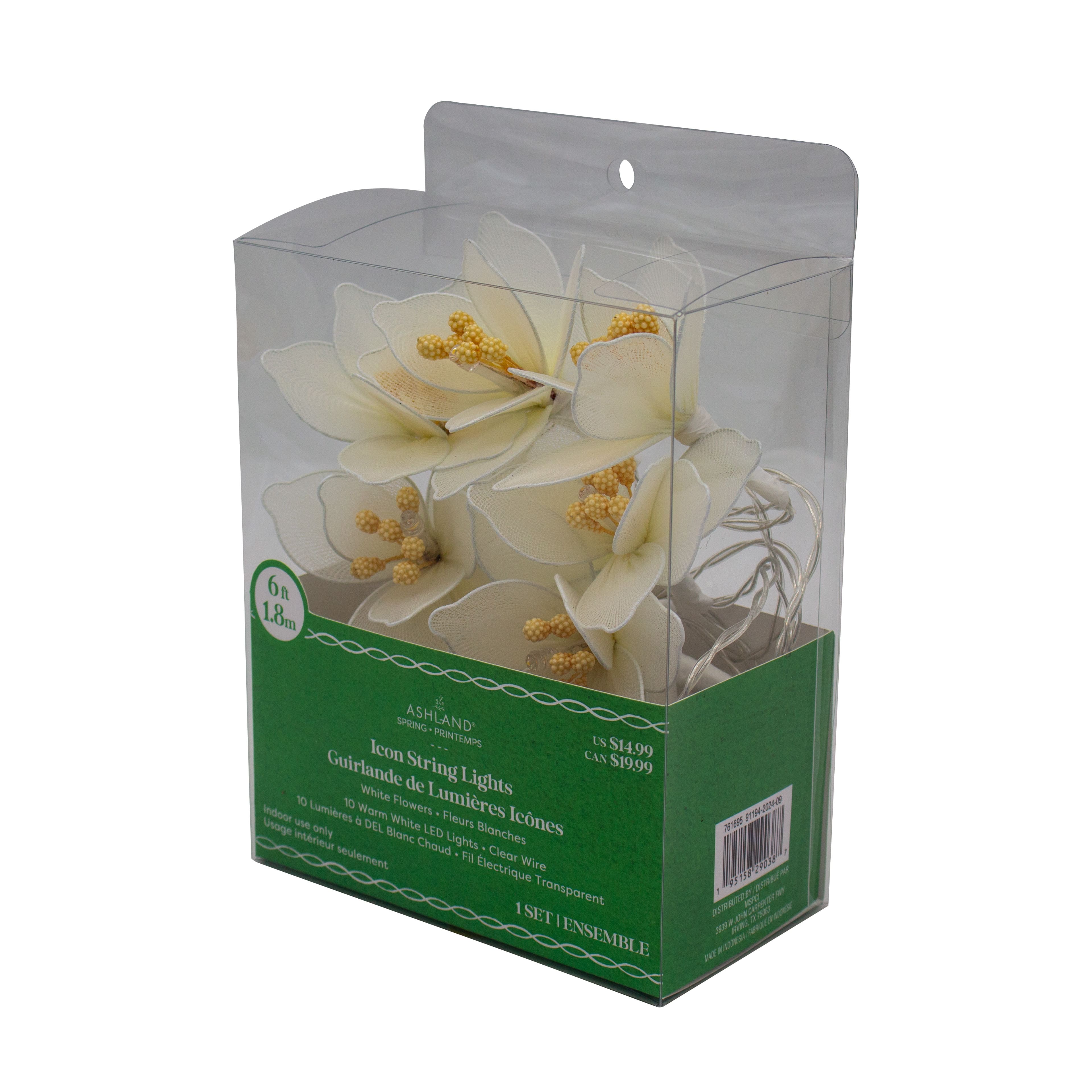 10ct. White Flower Icon Warm White LED String Lights by Ashland&#xAE;