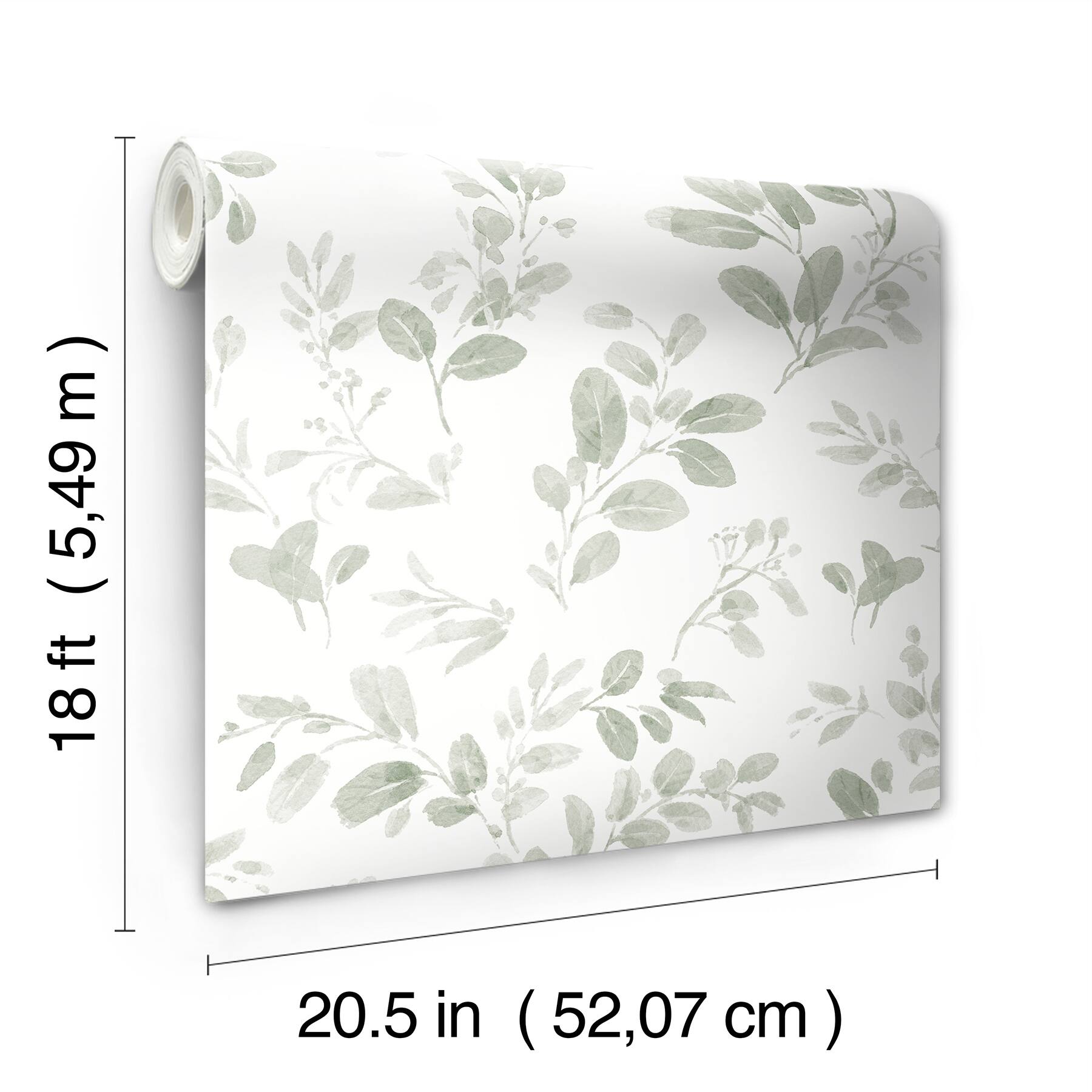 RoomMates Green Dancing Leaves Peel &#x26; Stick Wallpaper