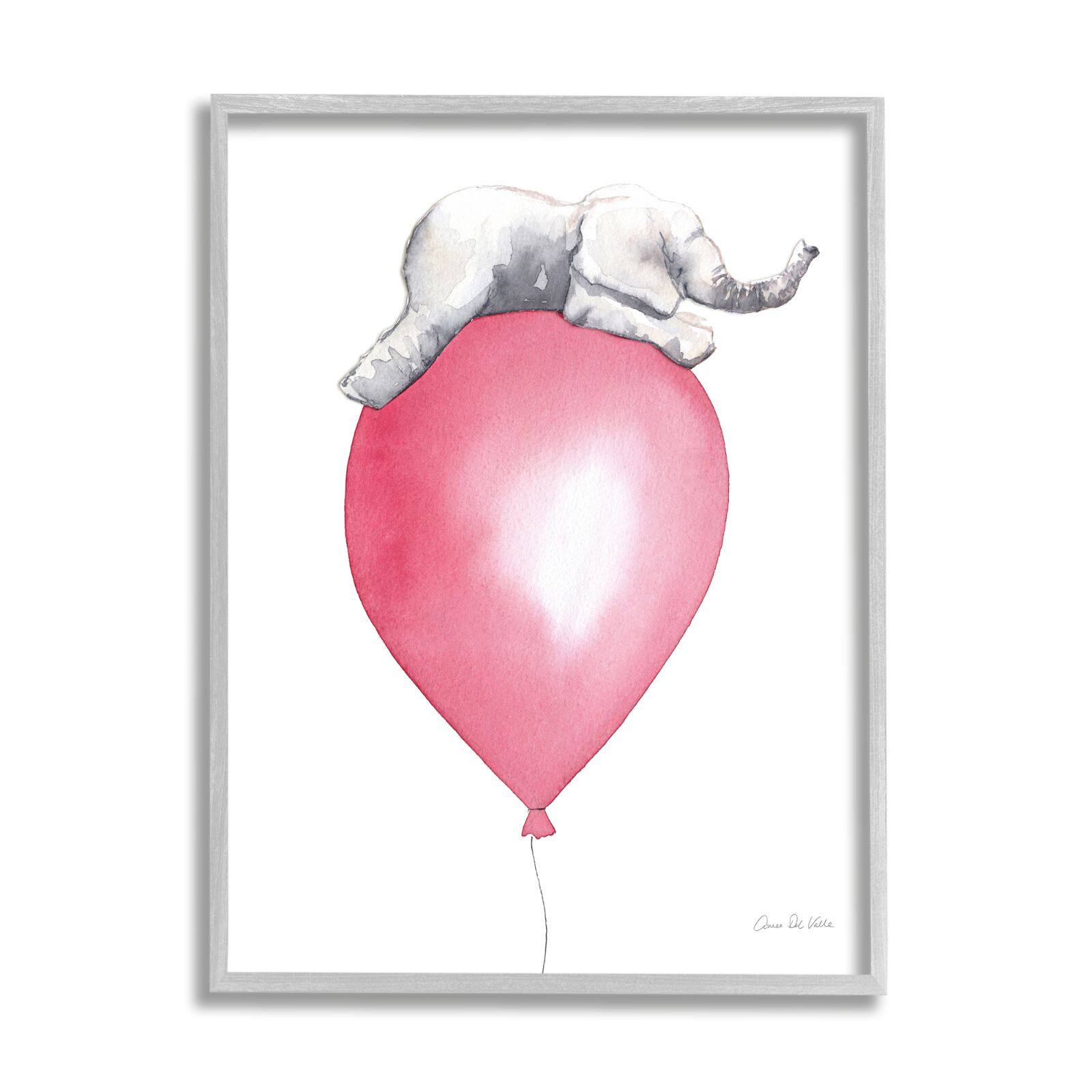 Stupell Industries Kids&#x27; Baby Elephant Sleeping on Large Red Balloon Framed Wall Art