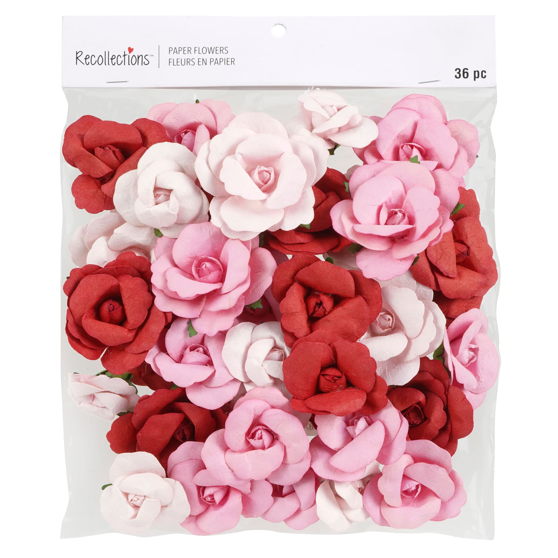 12 Packs: 36 ct. (432 total) Pink & Red Paper Roses by Recollections ...