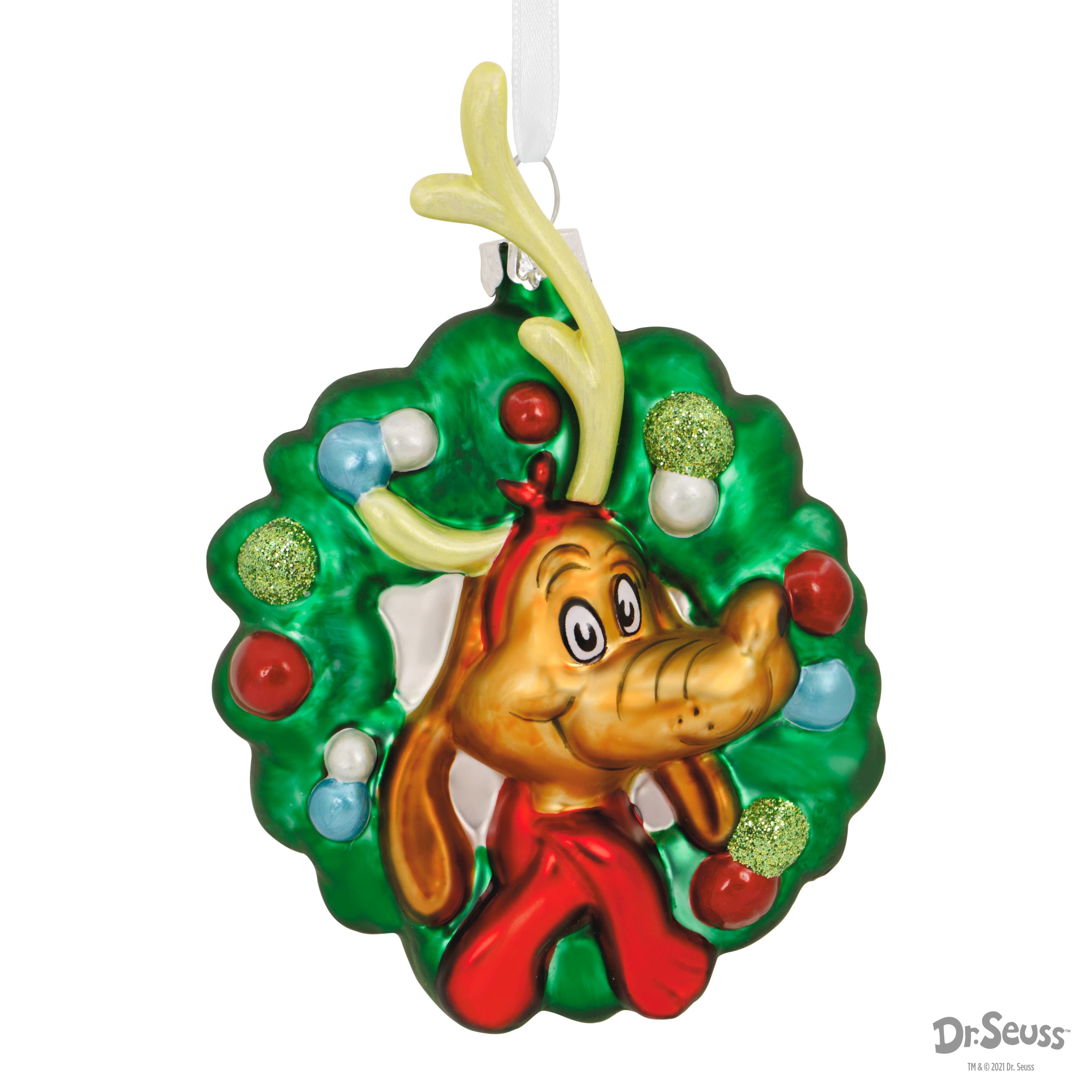 Hallmark Dr. Seuss's How the Grinch Stole Christmas™ 4.5" Max in Wreath Blown Glass Ornament