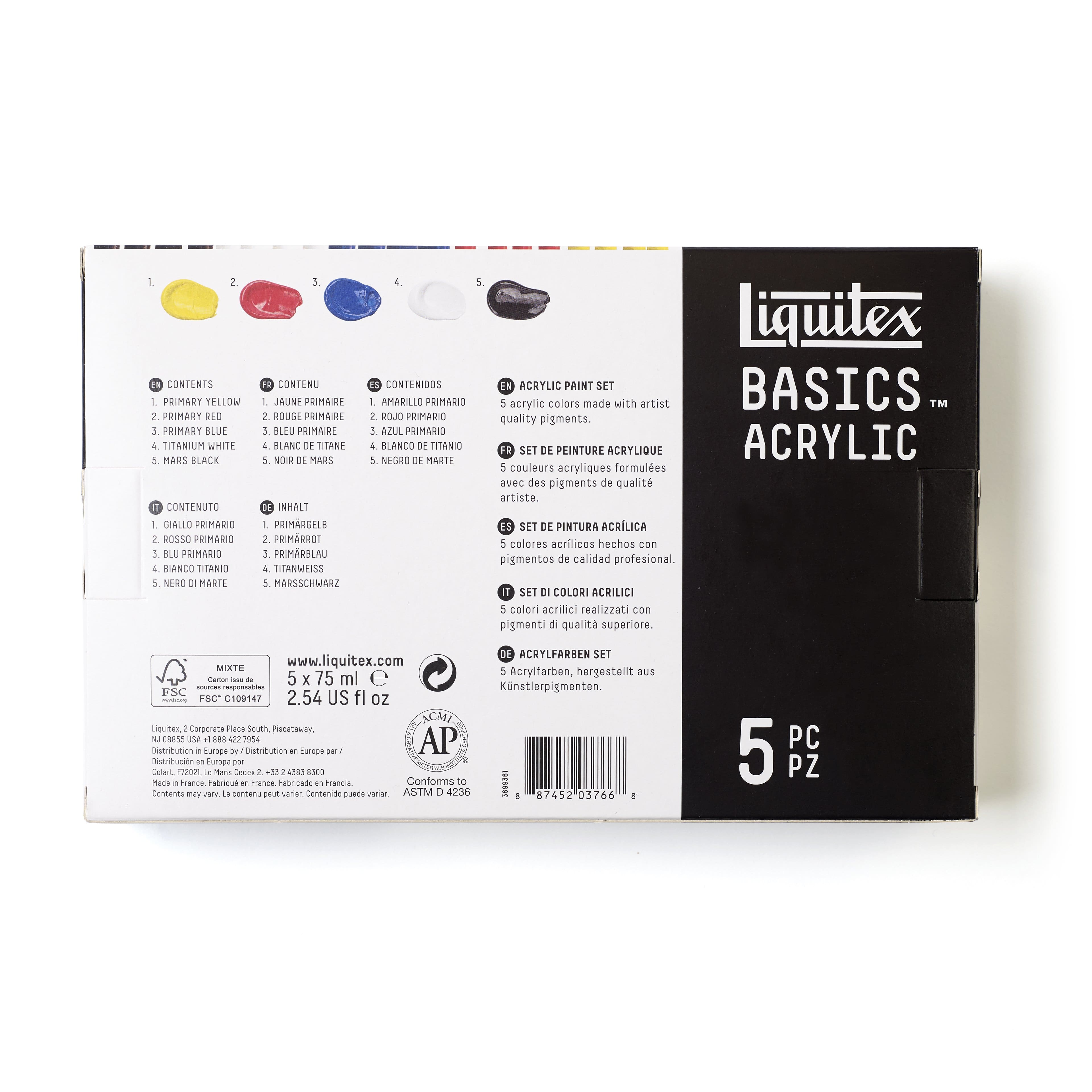 Liquitex&#xAE; Basics&#x2122; 5 Color Acrylic Paint Set