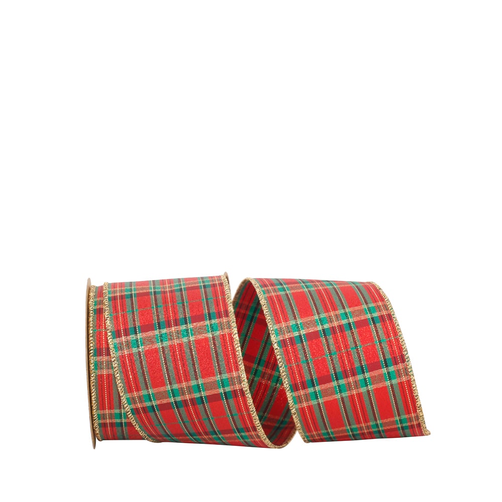 JAM Paper 2.5" x 10yd. Wired Highbirn Plaid Ribbon