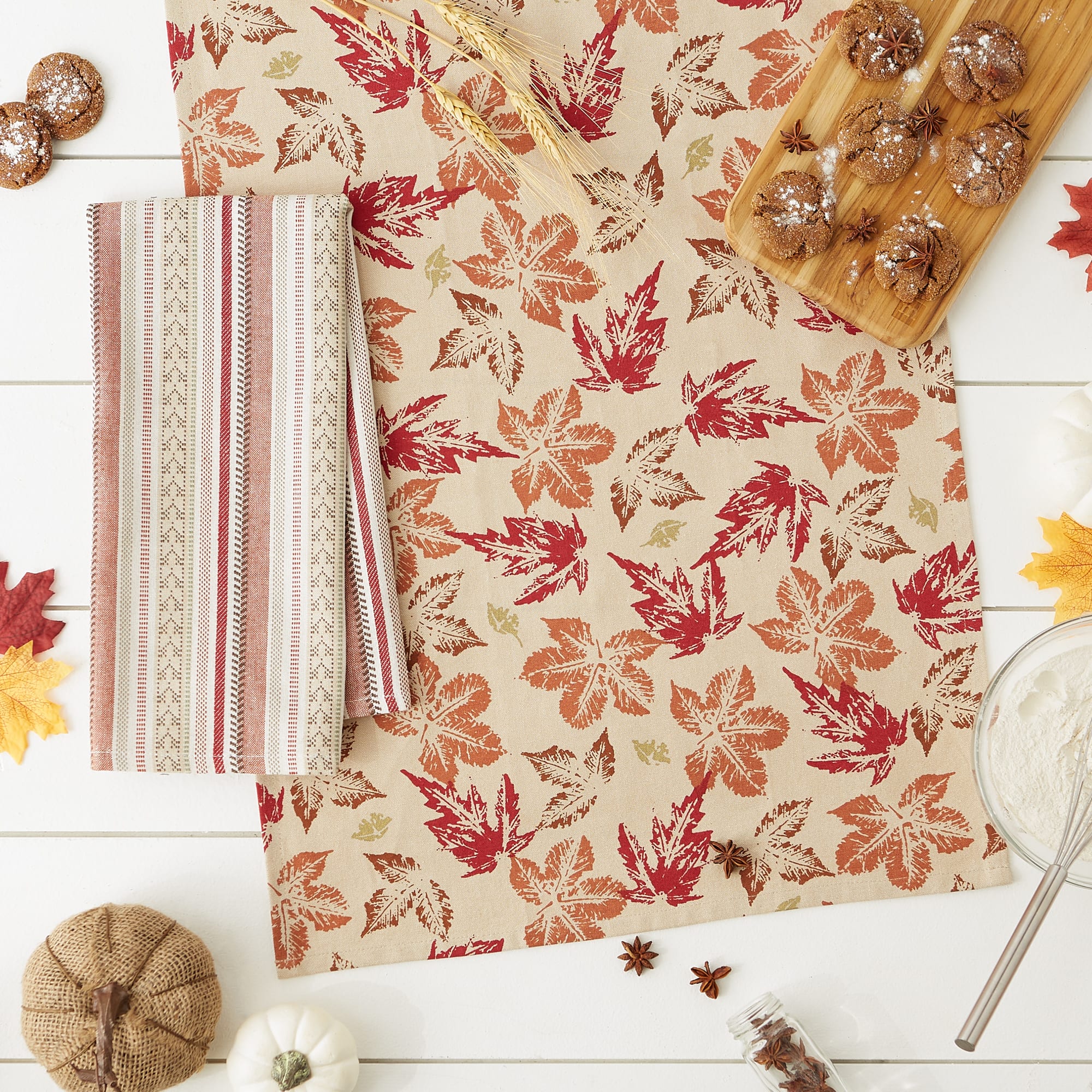 DII&#xAE; Rustic Leaves Dishtowel Set