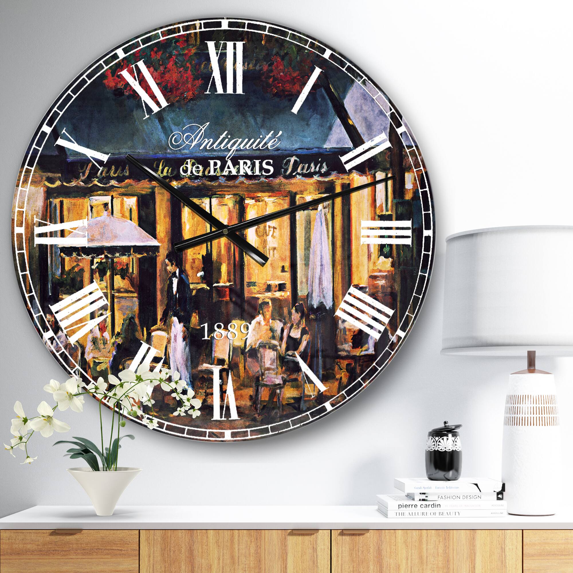 Designart &#x27;La Brasserie Of Champs-&#xC9;lys&#xE9;es Paris Traditional Wall Clock