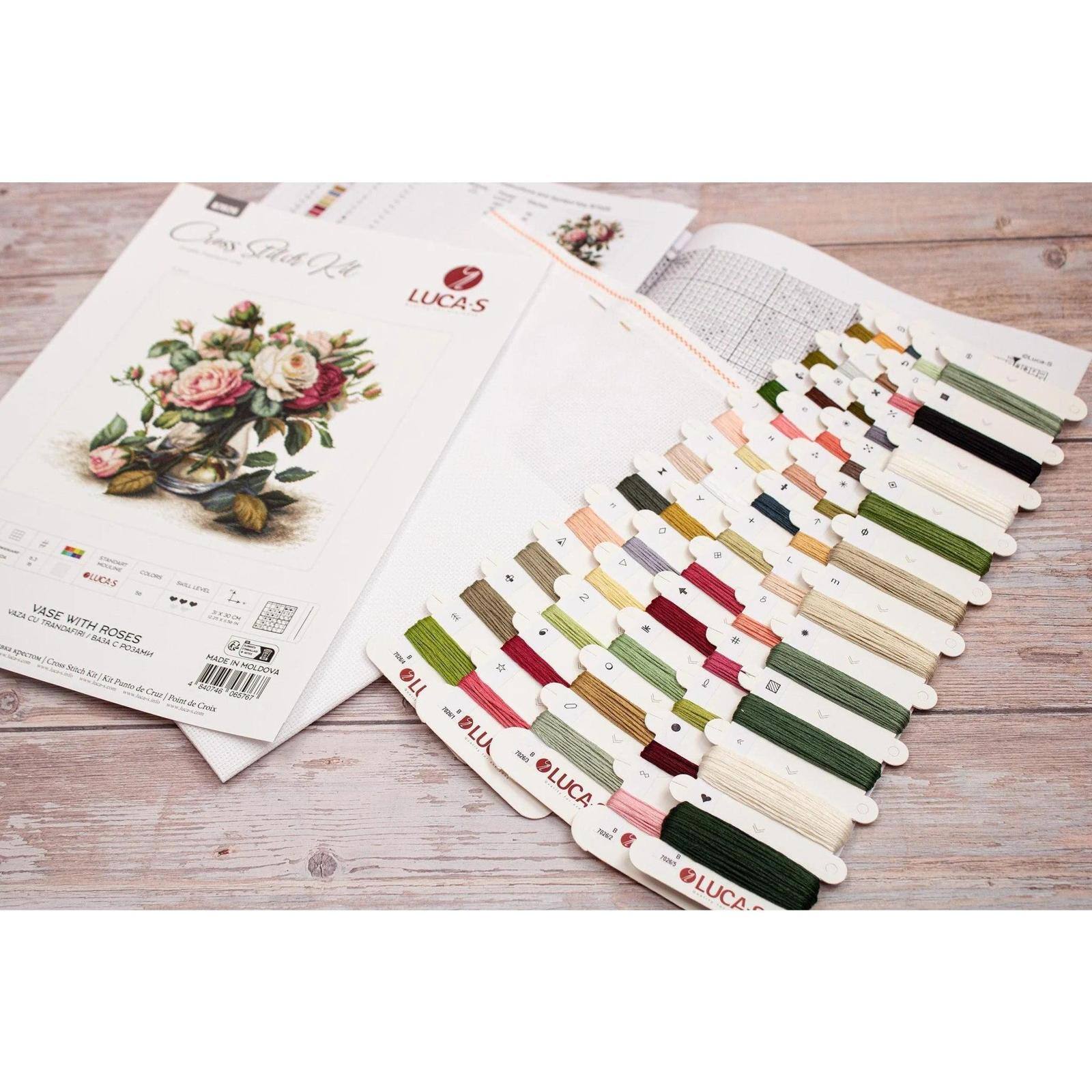 Luca-S Vase with Roses Counted Cross Stitch Kit