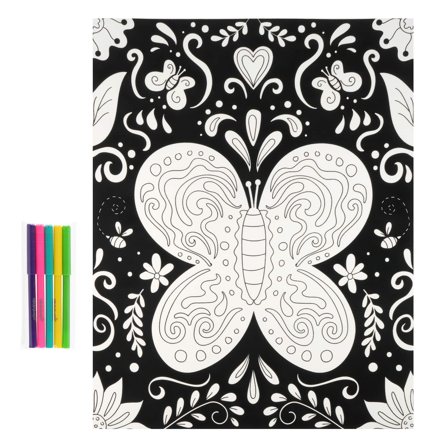 Tangles - 6 Pack of 8x10 inch Fuzzy Velvet Coloring Posters