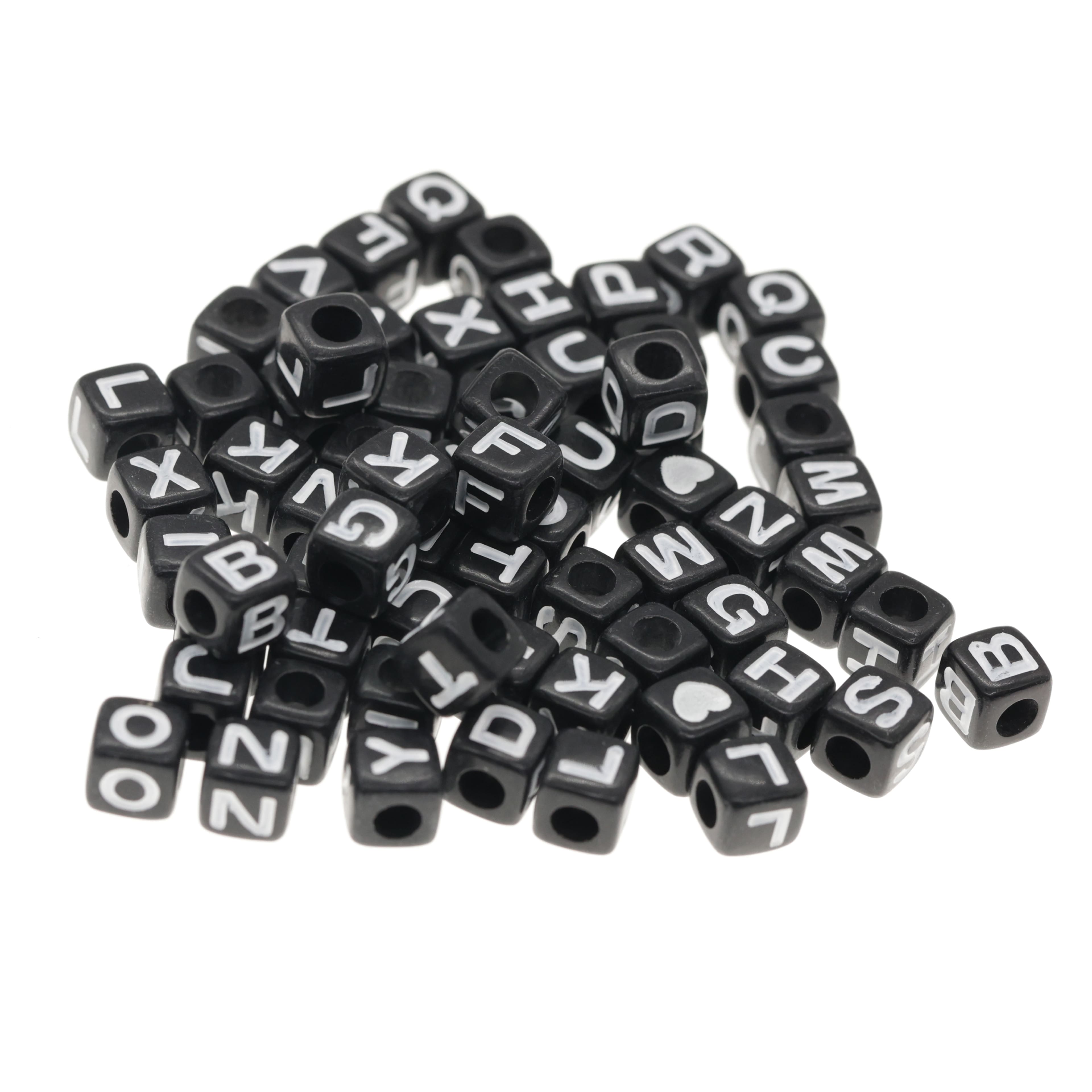 1/2lb. Black Square Alphabet Beads by Creatology&#x2122;, 6.5mm