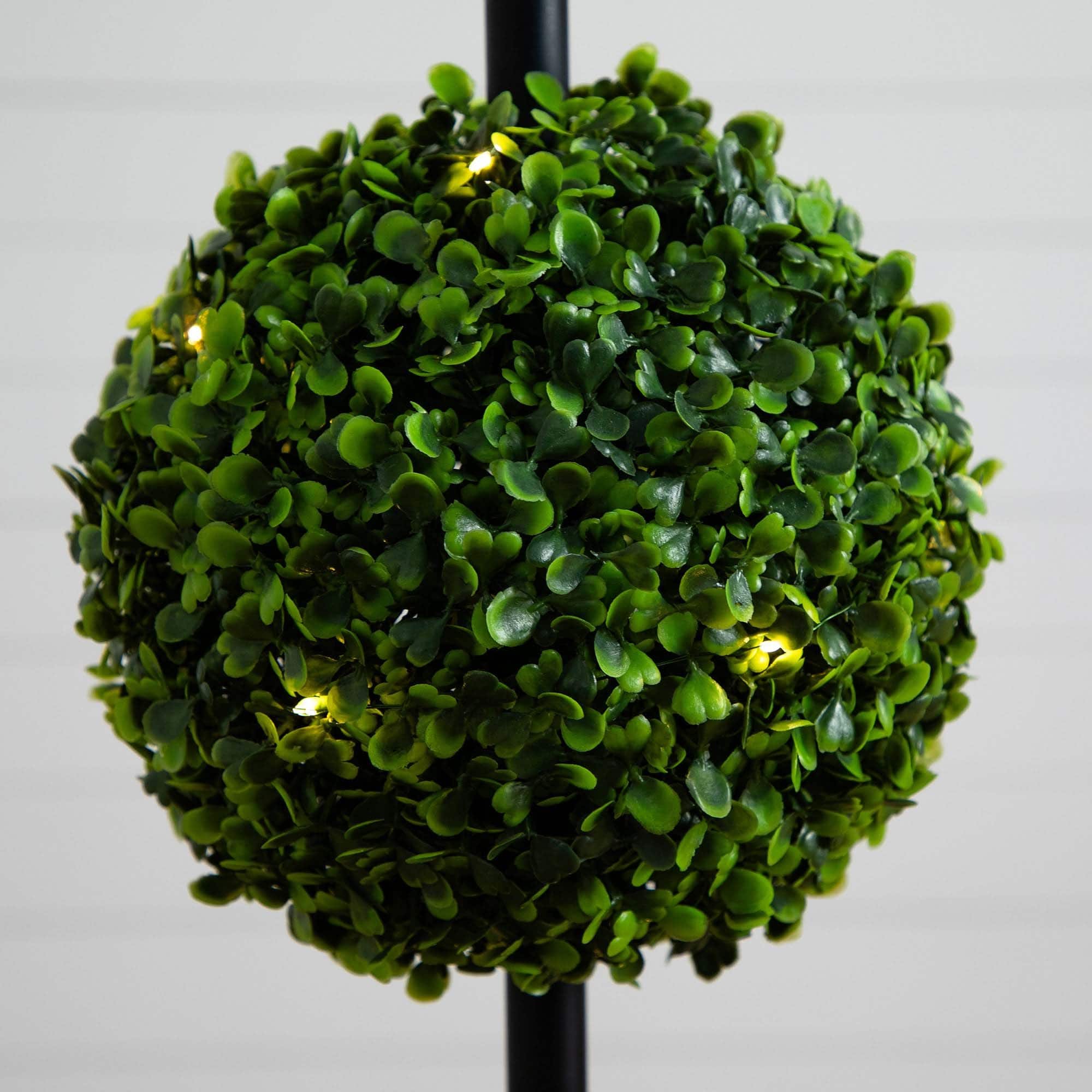 4ft. LED UV Resistant Triple Ball Boxwood Topiary in Decorative Planter