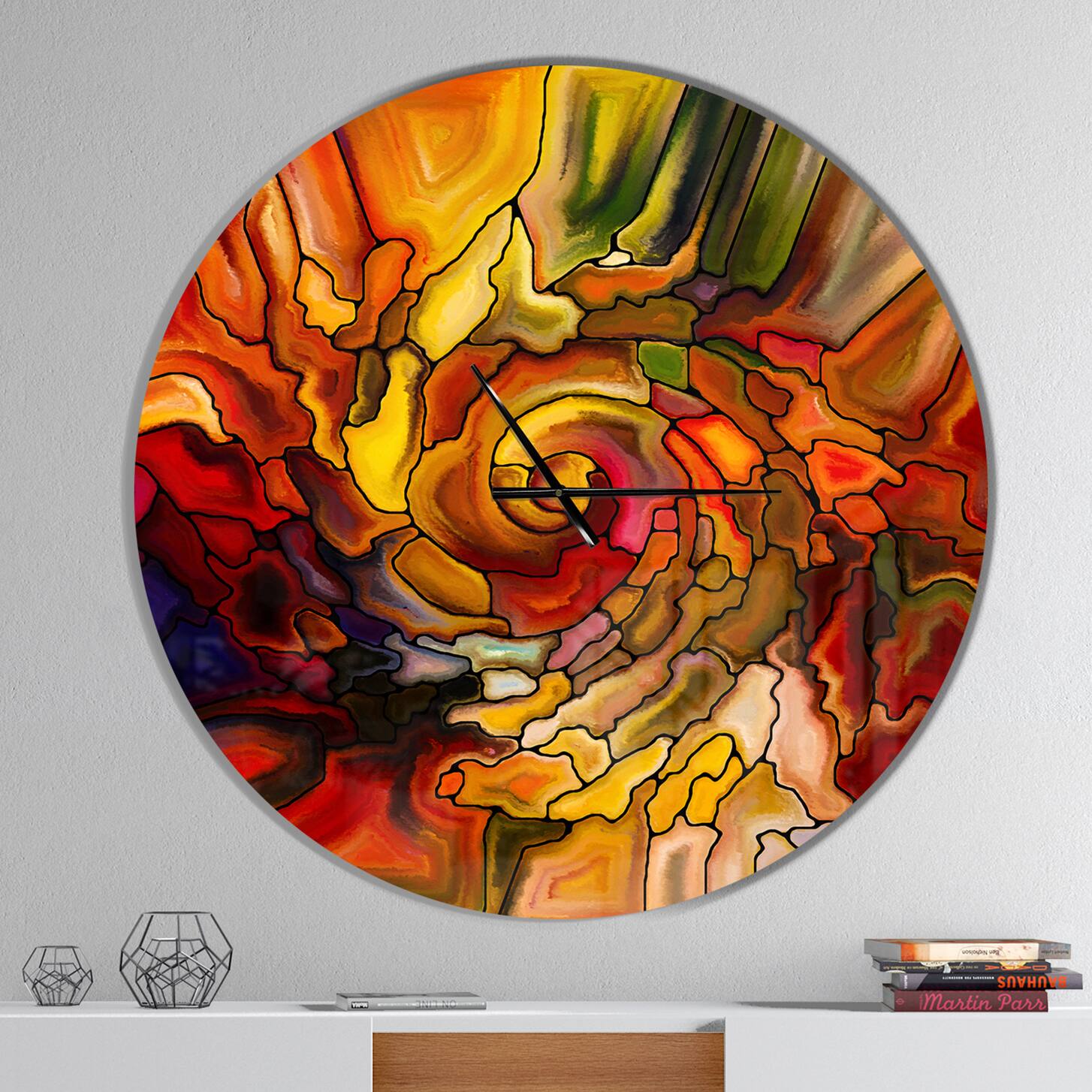 Designart &#x27;Illusions Of Stained Glass Modern Wall Clock