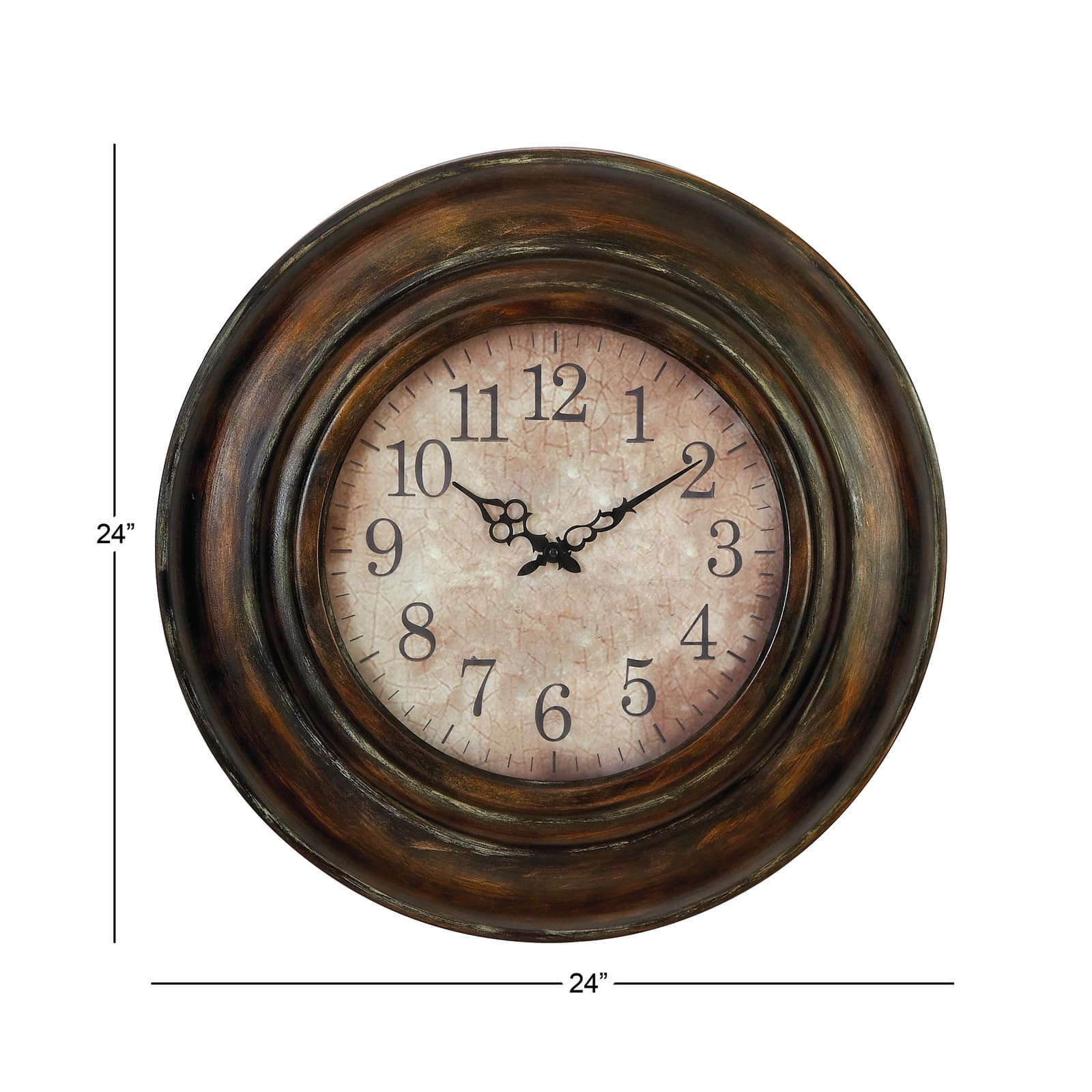 Brown Rustic Metal Wall Clock, 24&#x22; x 24&#x22;
