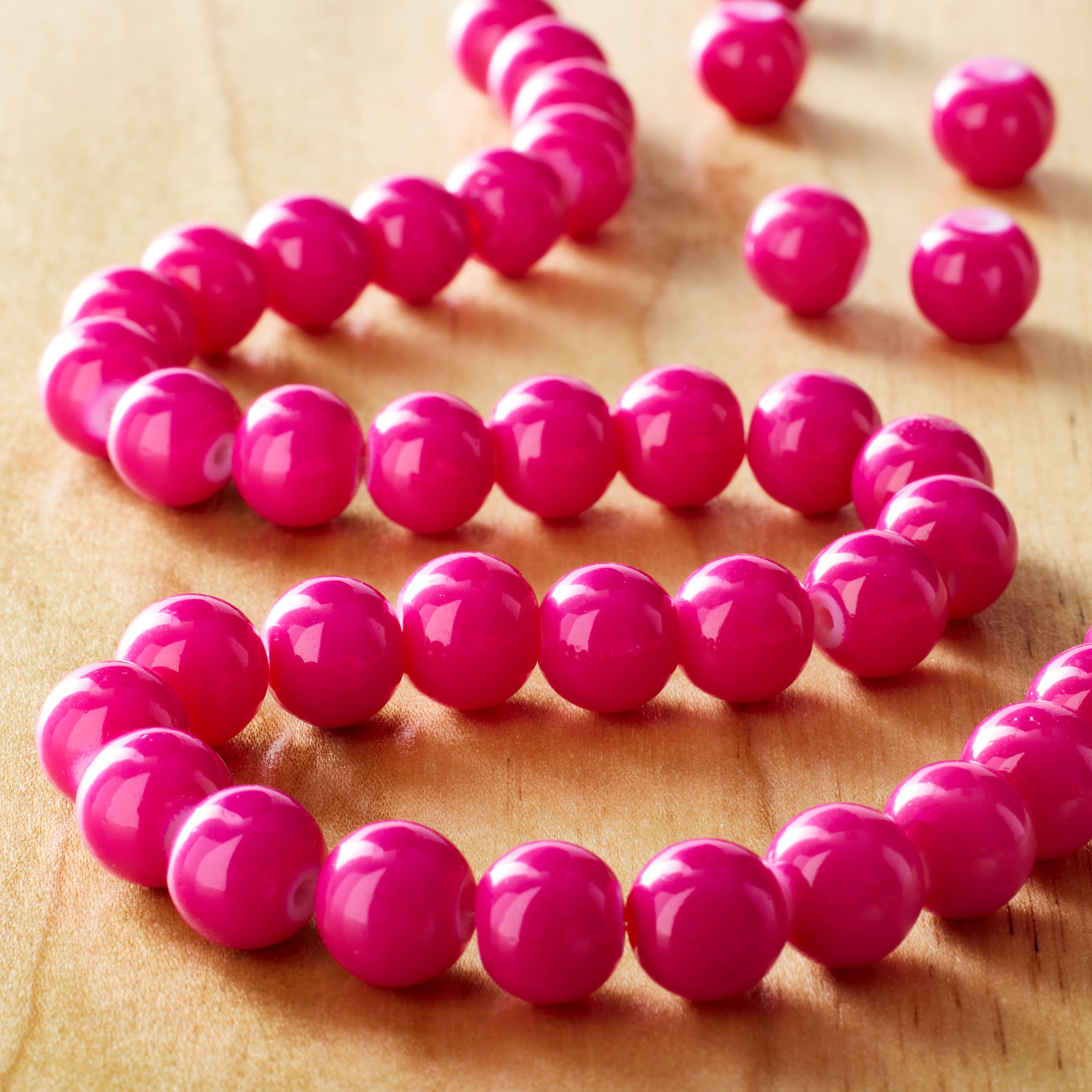 Fuchsia Opaque Glass Round Beads, 8mm by Bead Landing™
