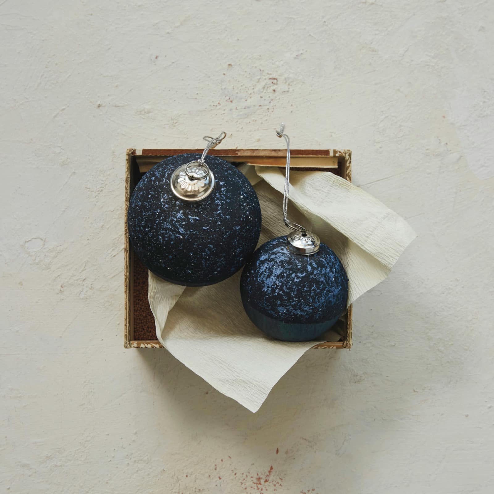 Hello Honey® 4" Blue Two-Tone Glass Ball Ornament