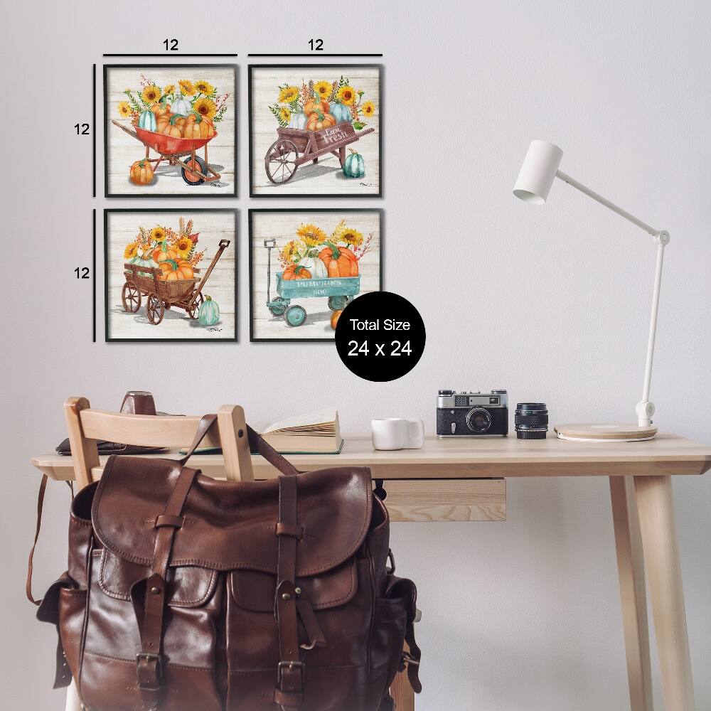 Stupell Industries Autumn Harvest Wagons Framed Giclee Art