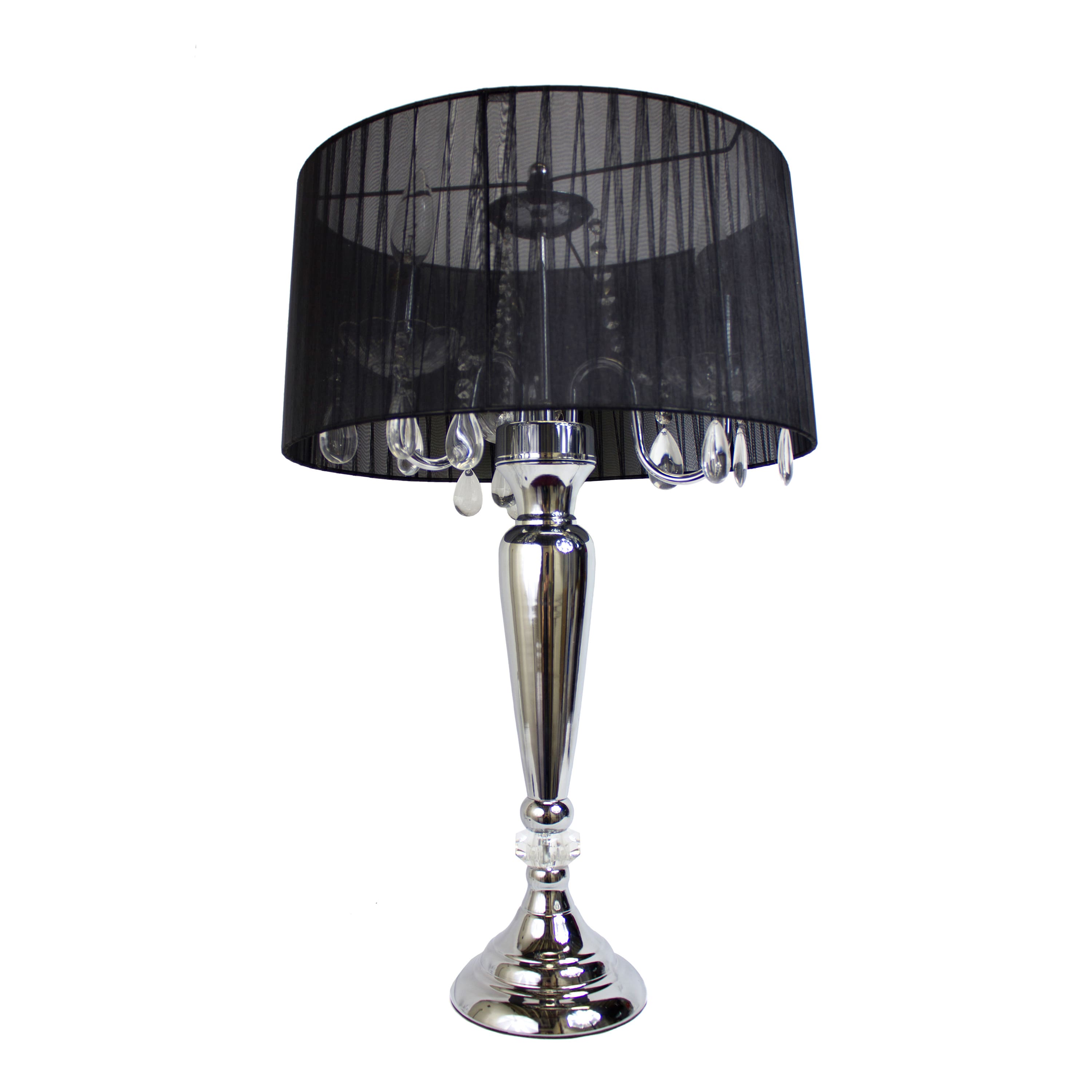 Elegant Designs&#x2122; Sheer Shade Lamp with Hanging Crystals