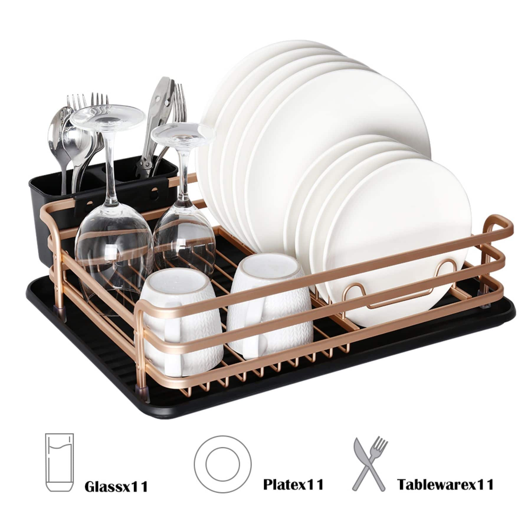 NEX™ Rose Gold Aluminum Compact Dish Drying Rack