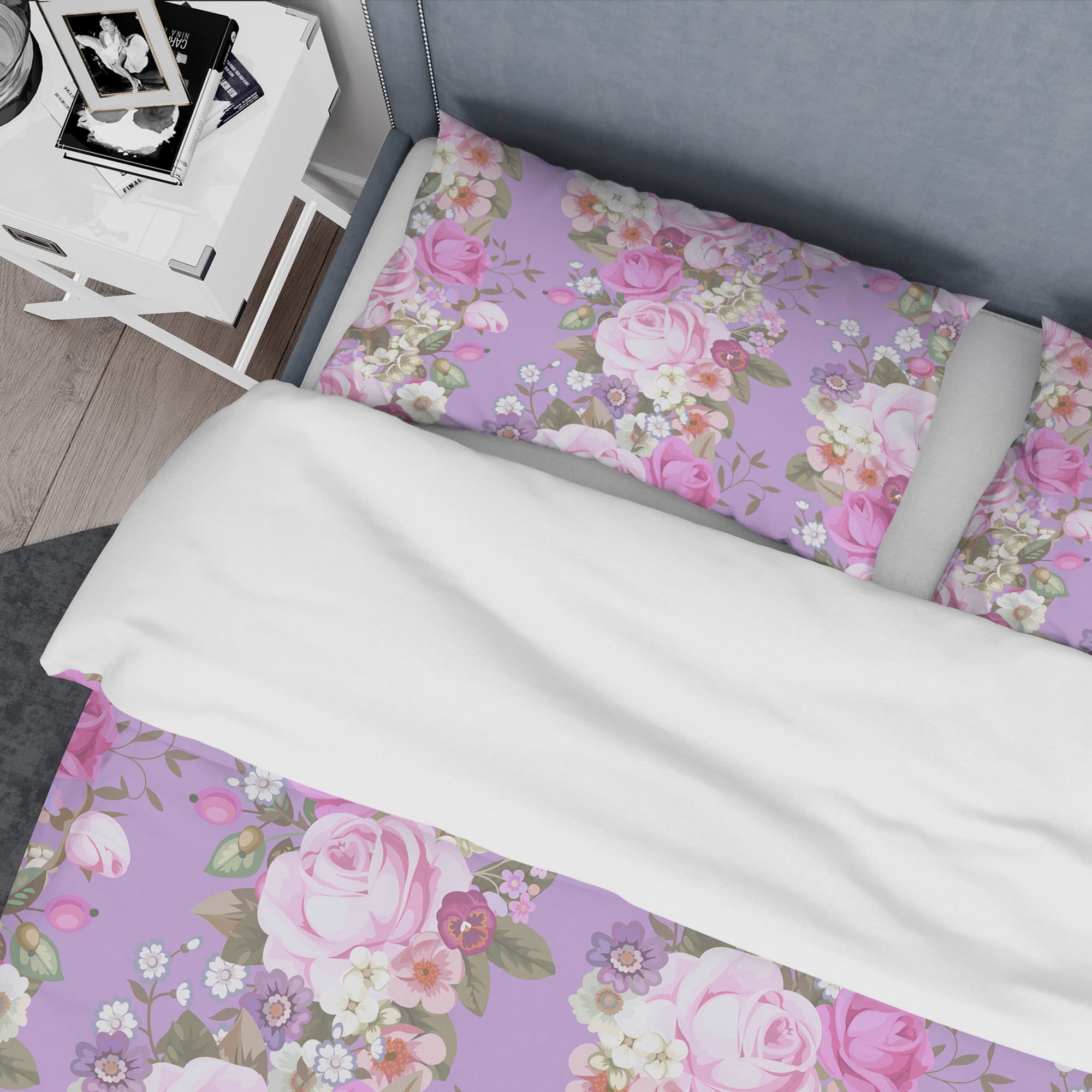 Designart 'pattern with country roses' Mid-Century Duvet Cover Set