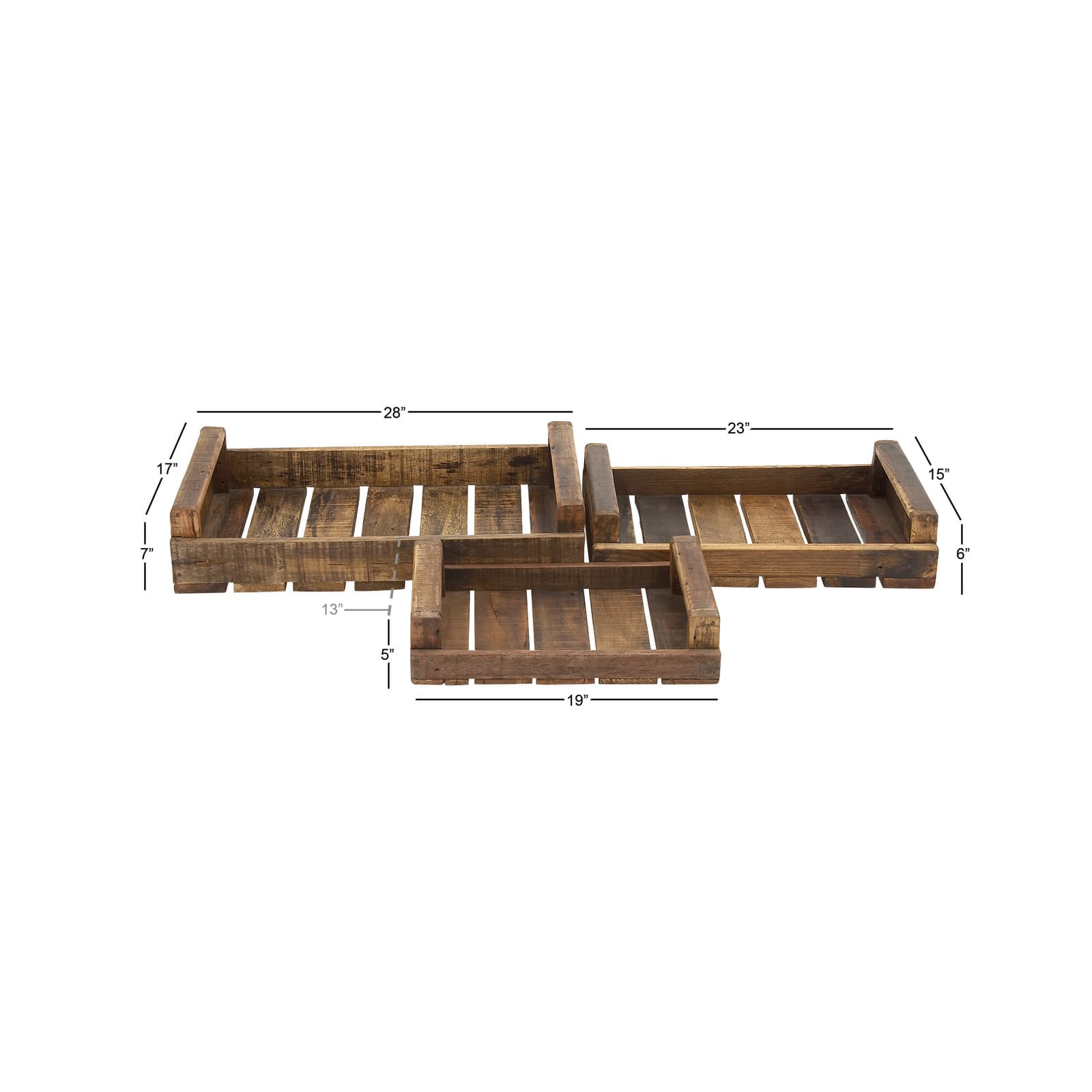 Brown Wood Farmhouse Tray Set