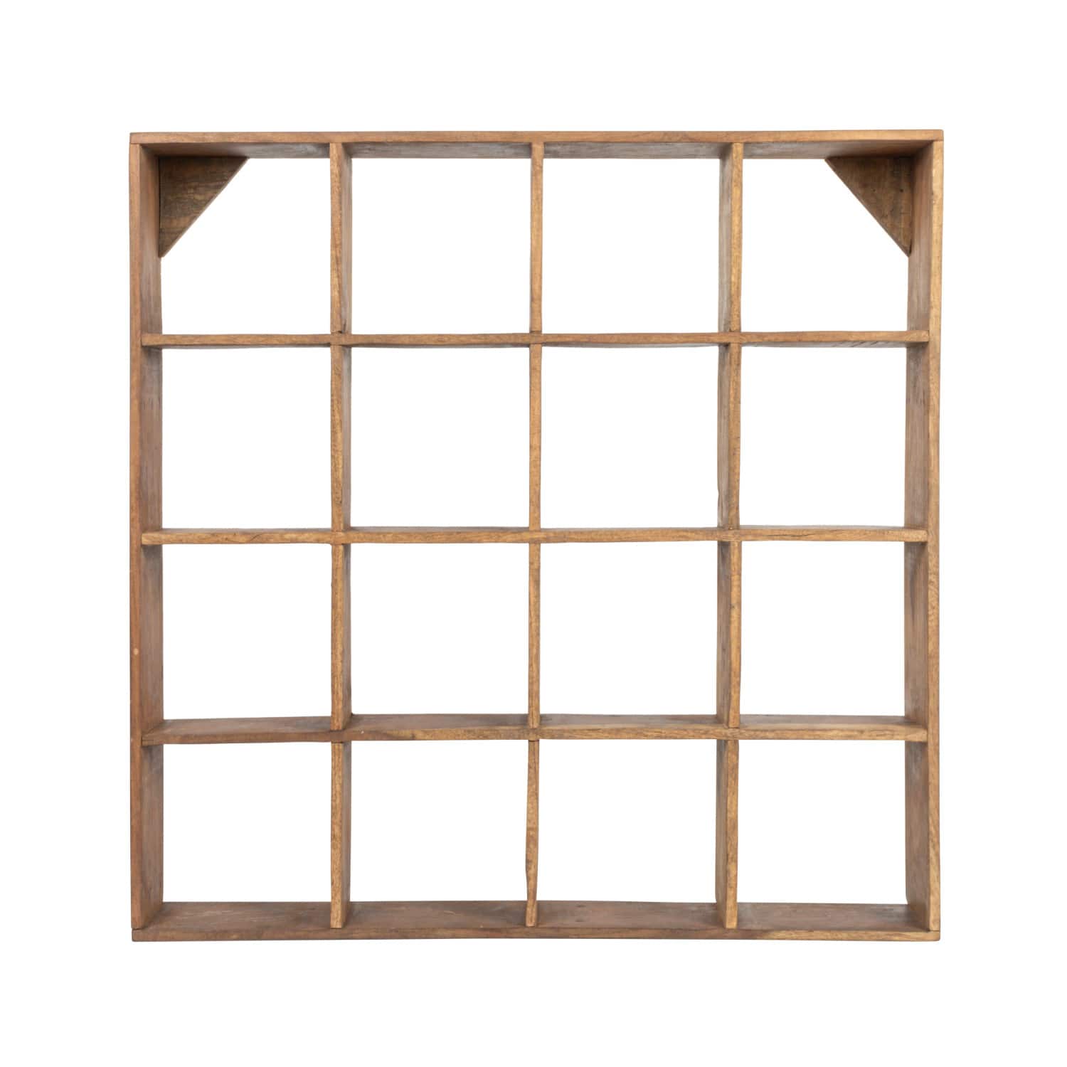 Hello Honey® 28" Square Walnut Finish Reclaimed Wood Shelf with 16 Compartments