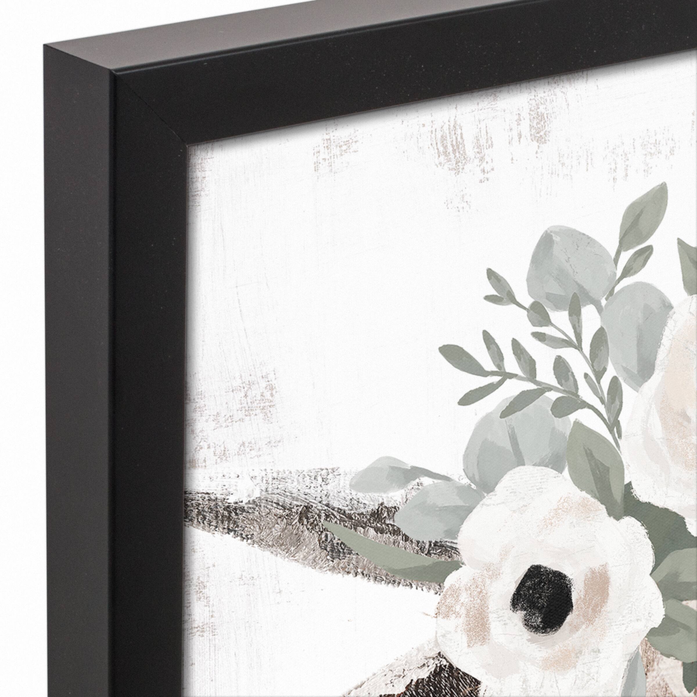 Highland Cow In A Crown 17.73" x 17.73" Black Framed Canvas