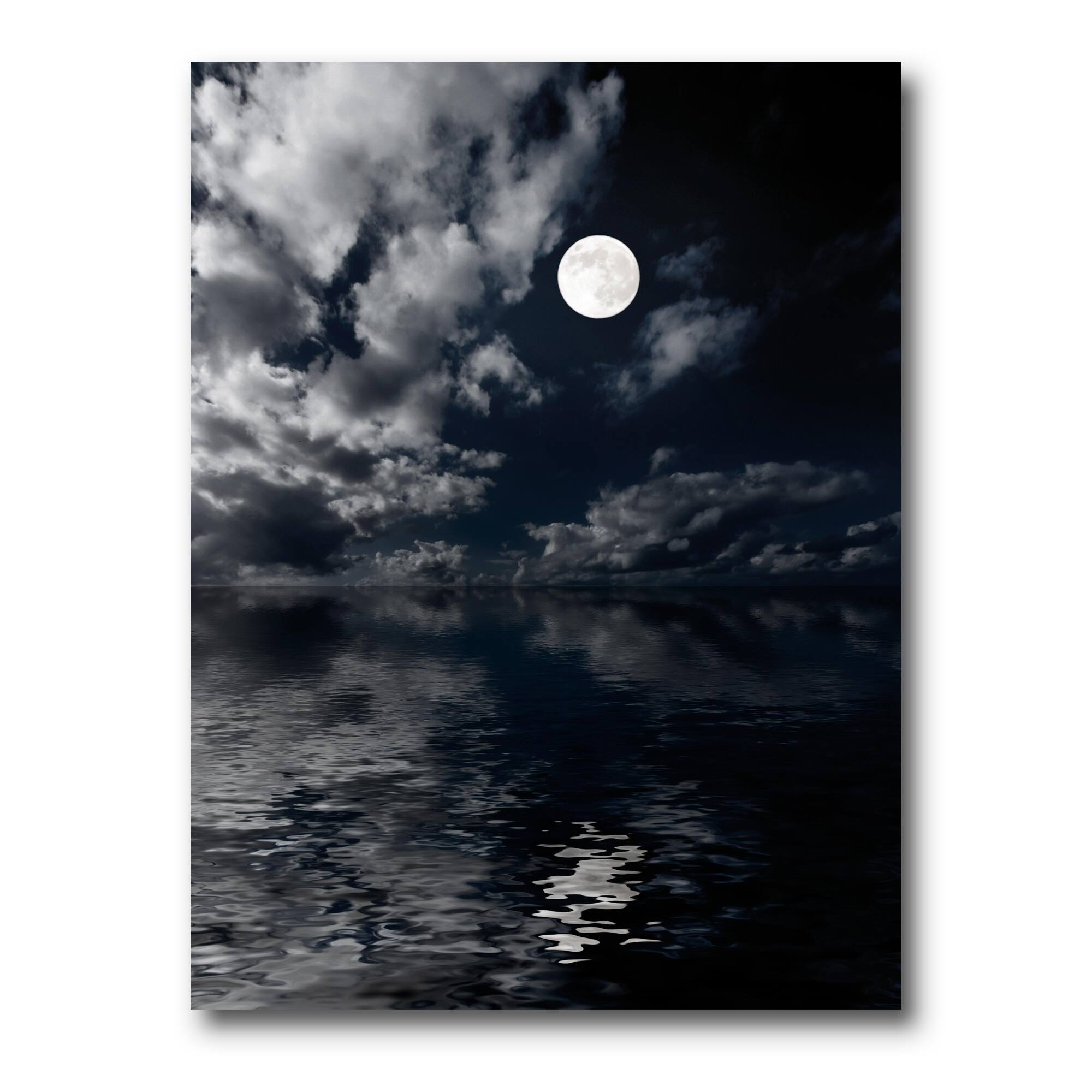 Designart - Full Moon In Cloudy Night Sky IV - Nautical &#x26; Coastal Canvas Wall Art Print