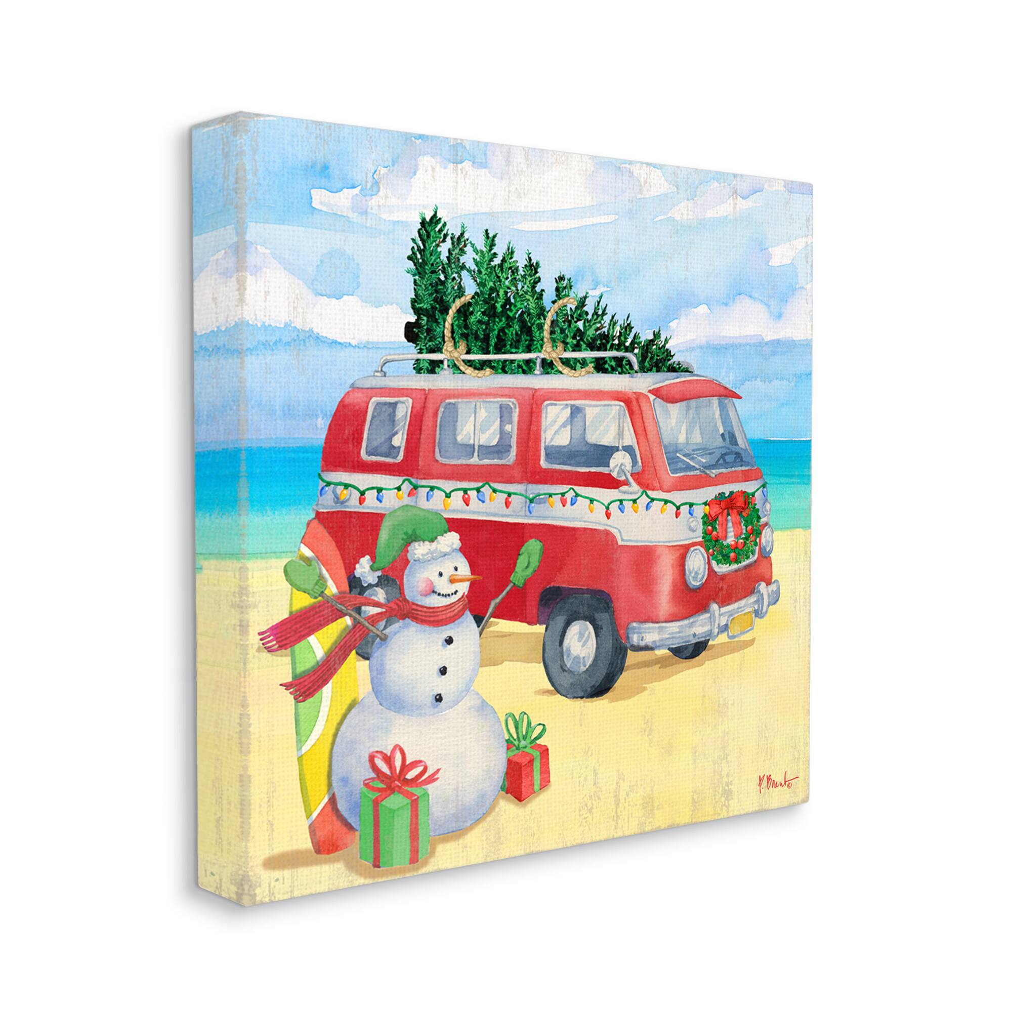 Stupell Industries Christmas Beach Nautical Van Canvas Wall Art