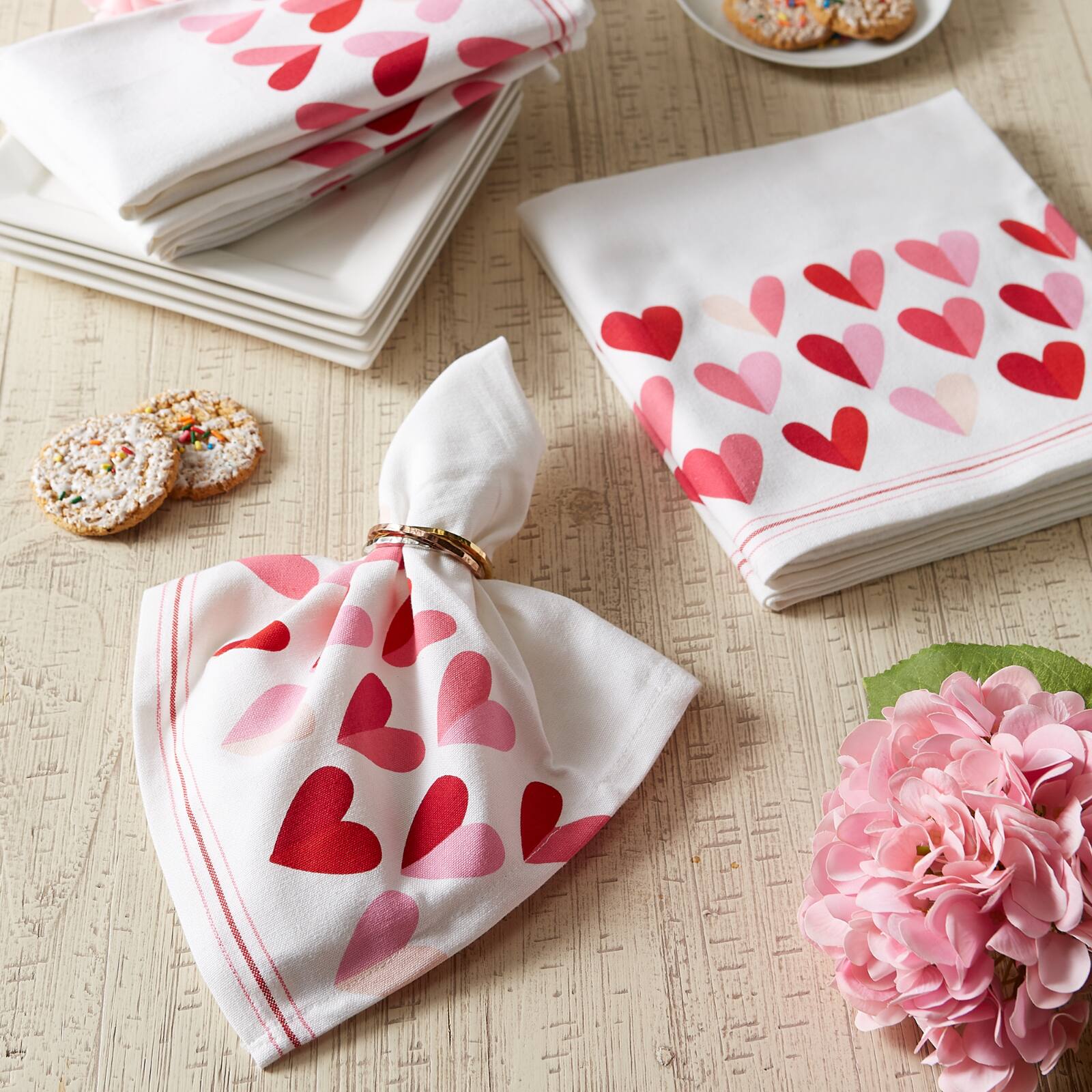 DII&#xAE; Two Hearts Print Napkins, 6ct.