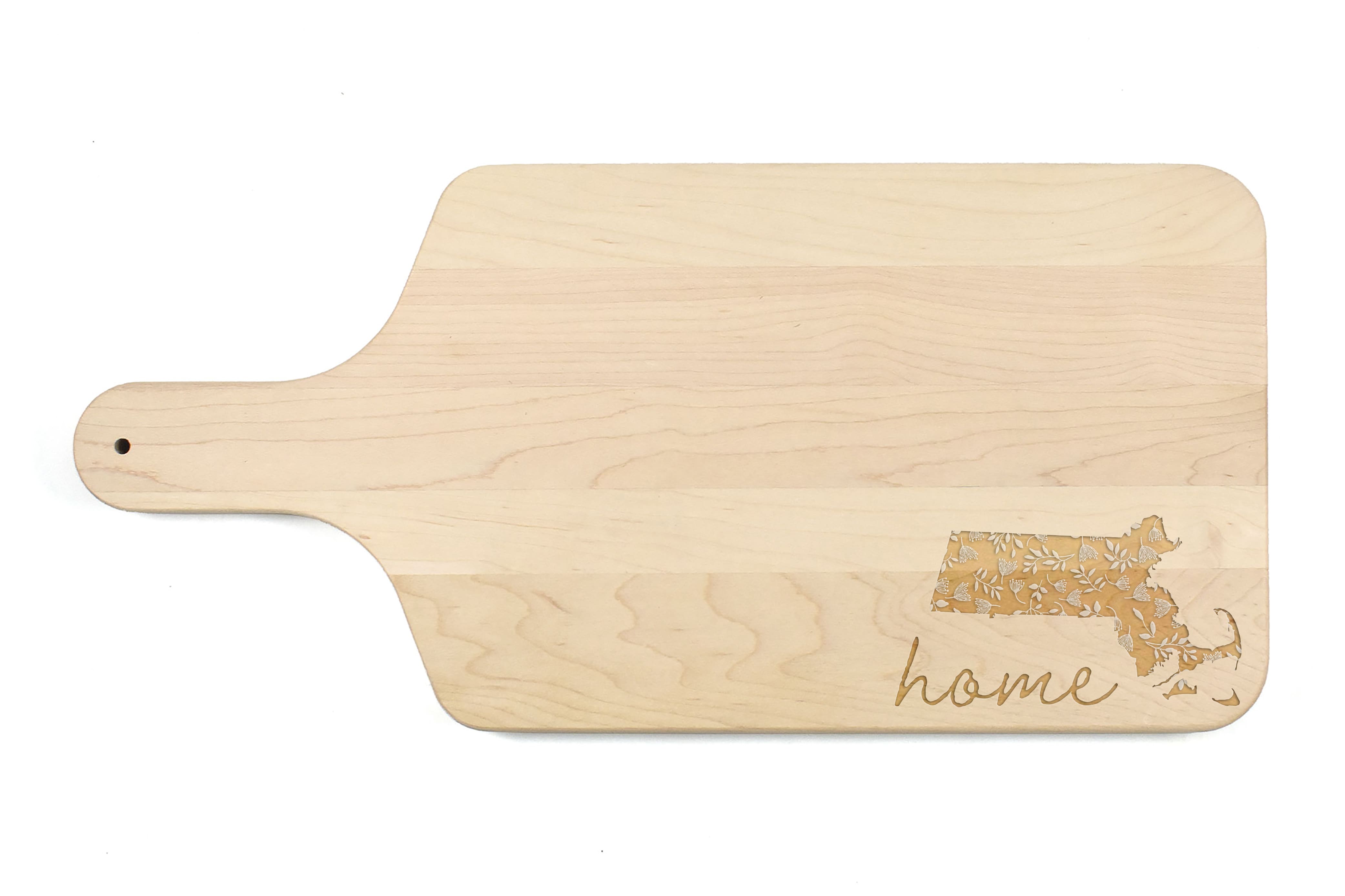 17" Floral Home State Maple Paddle Cutting Board